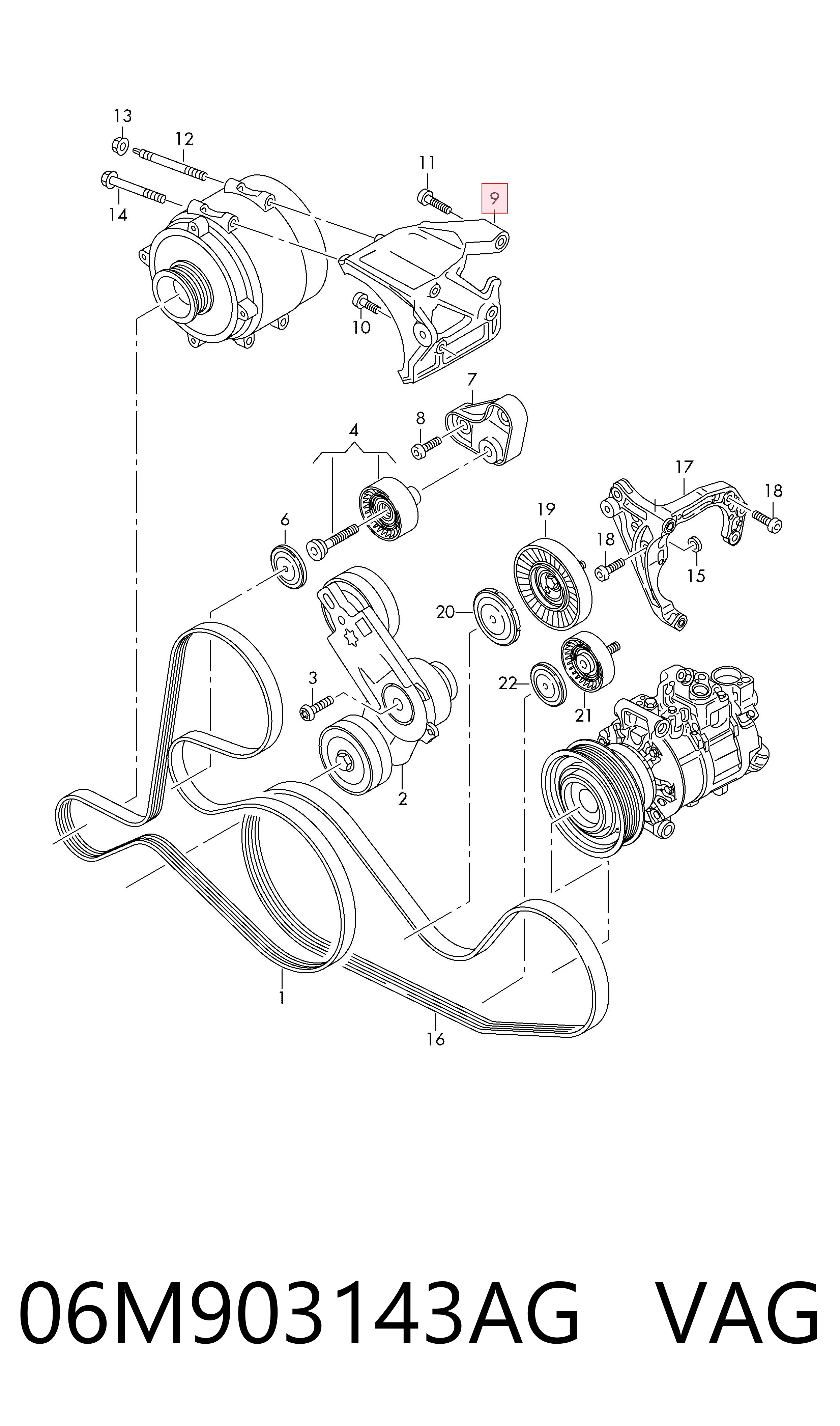 Soporte del alternador 06M903143AG VAG
