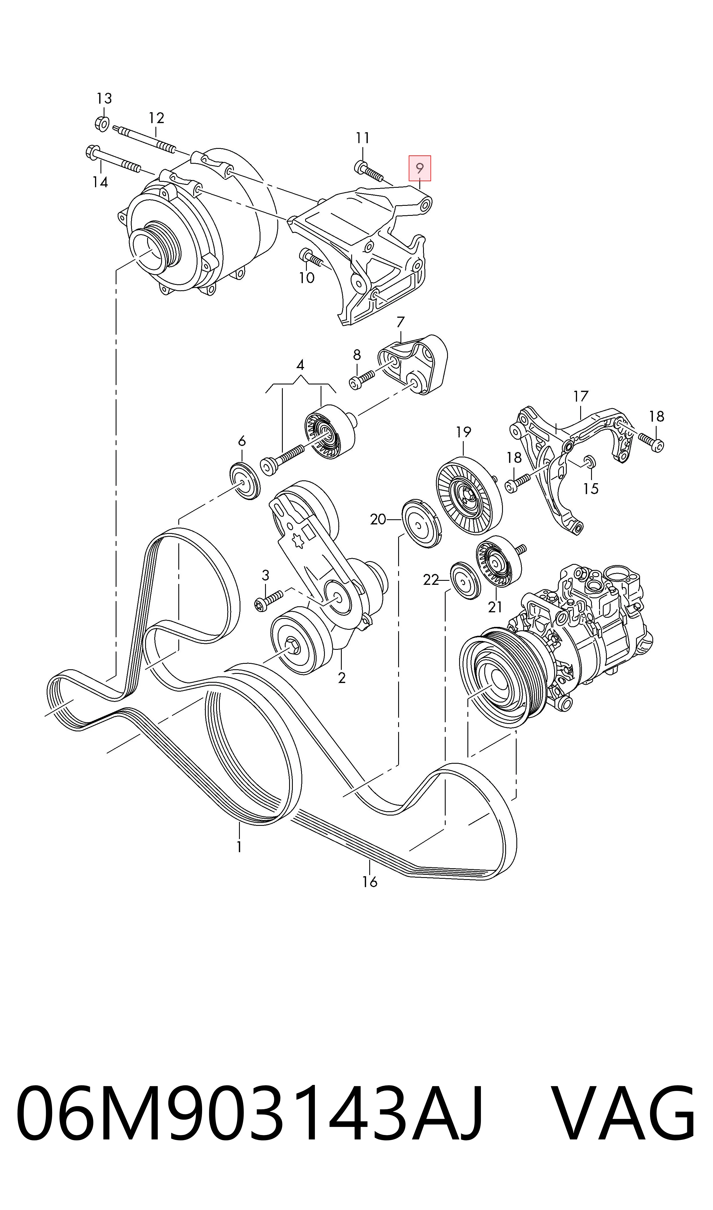 06M903143AJ VAG Soporte alternador
