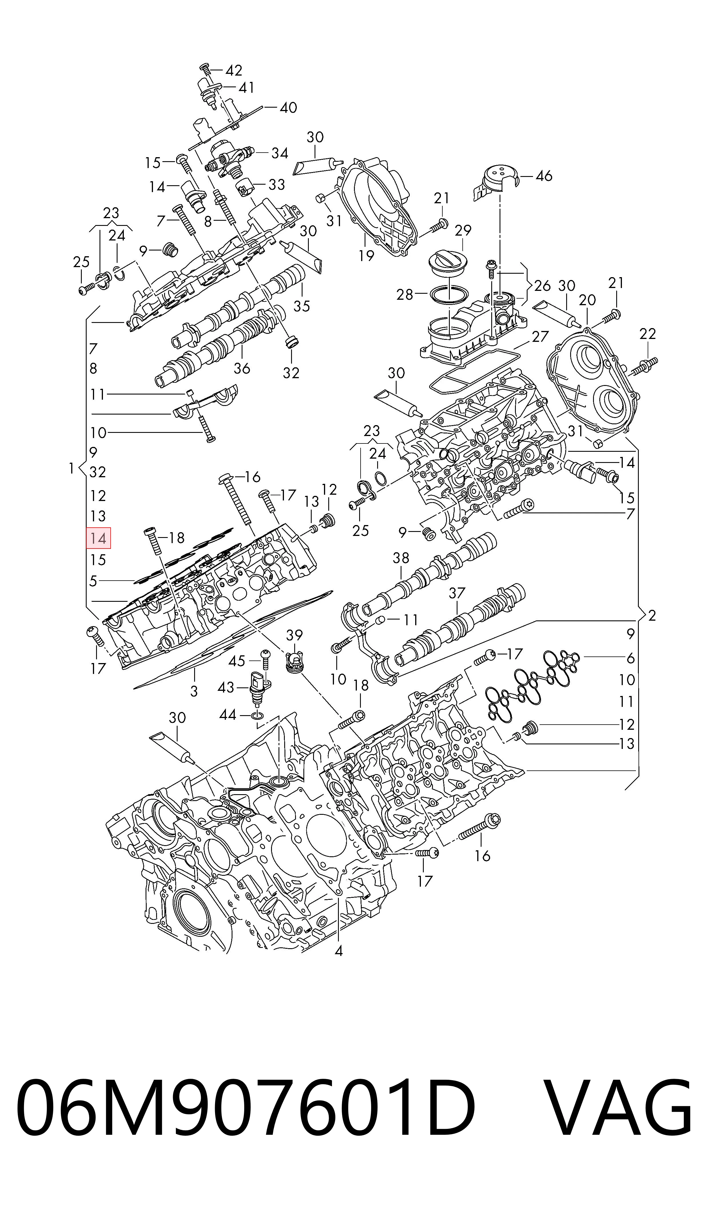 Sensor de levas VAG 06M907601D