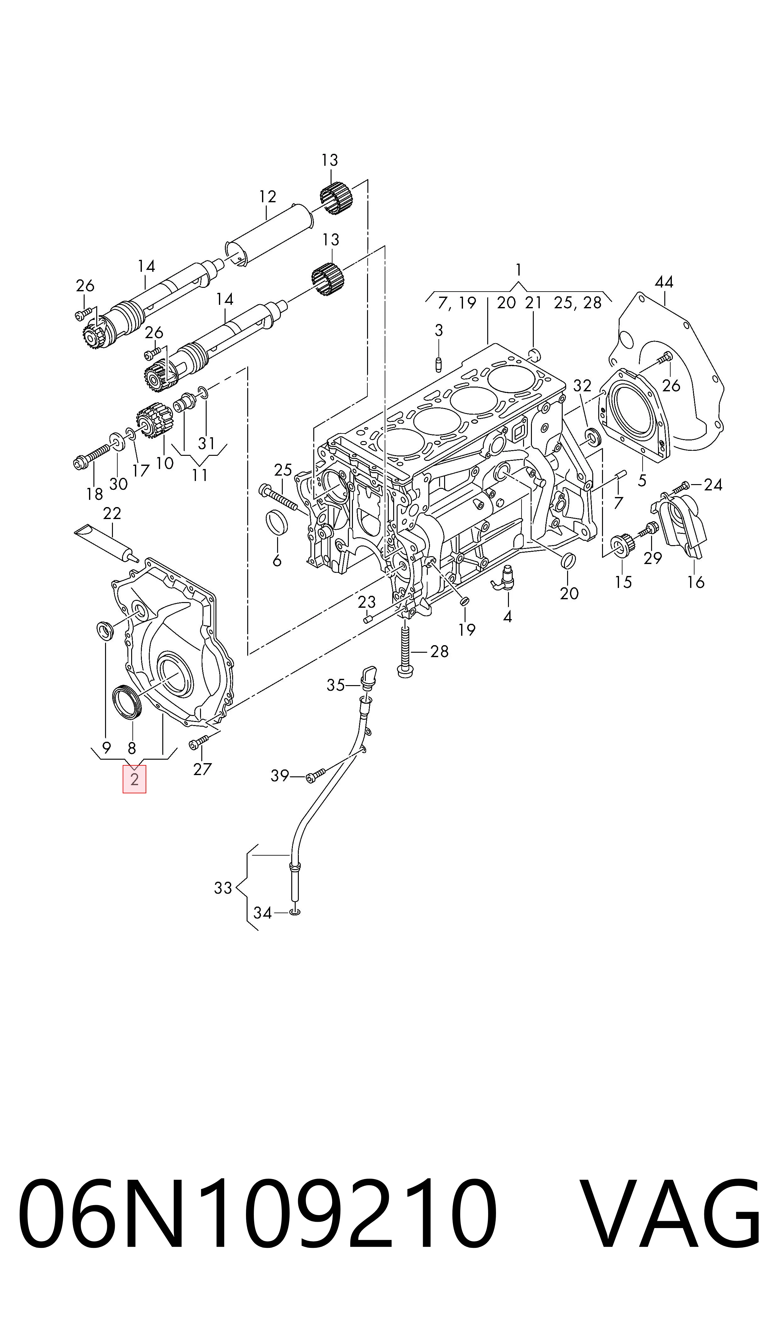 06N109210 VAG Tapa delantera del motor