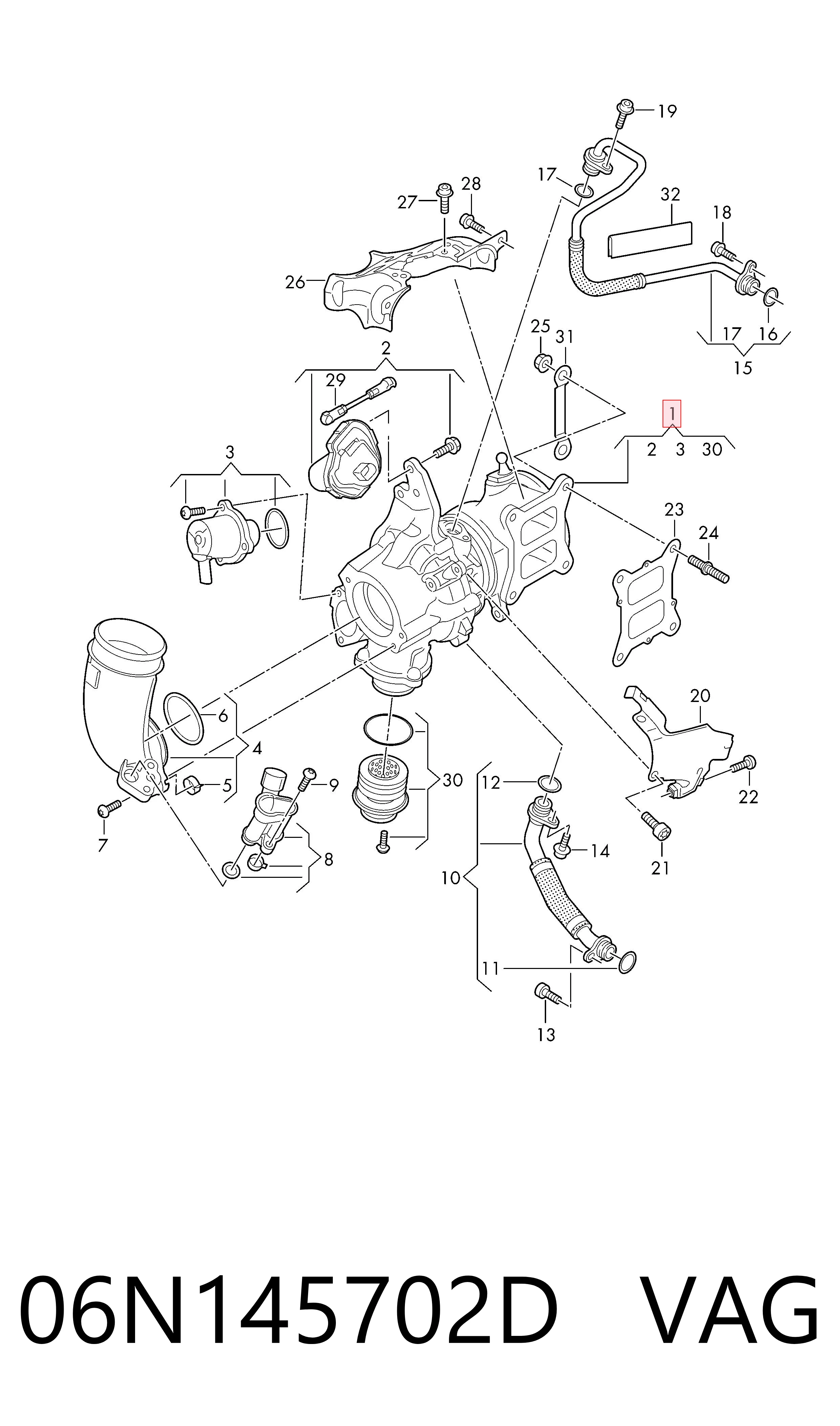 06N145702D VAG Turbo para motor