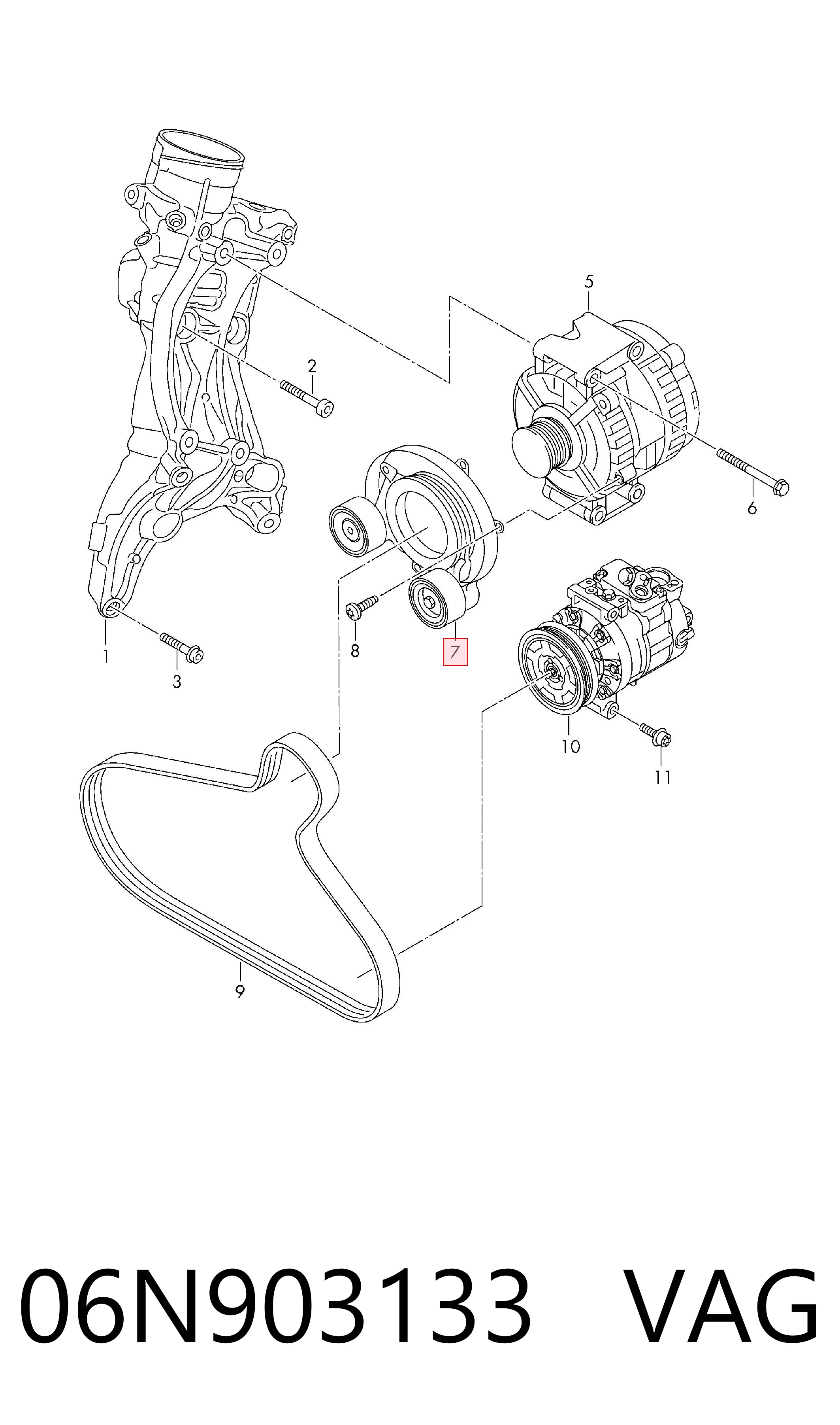 06N903133 VAG Tensor de correa de alternador