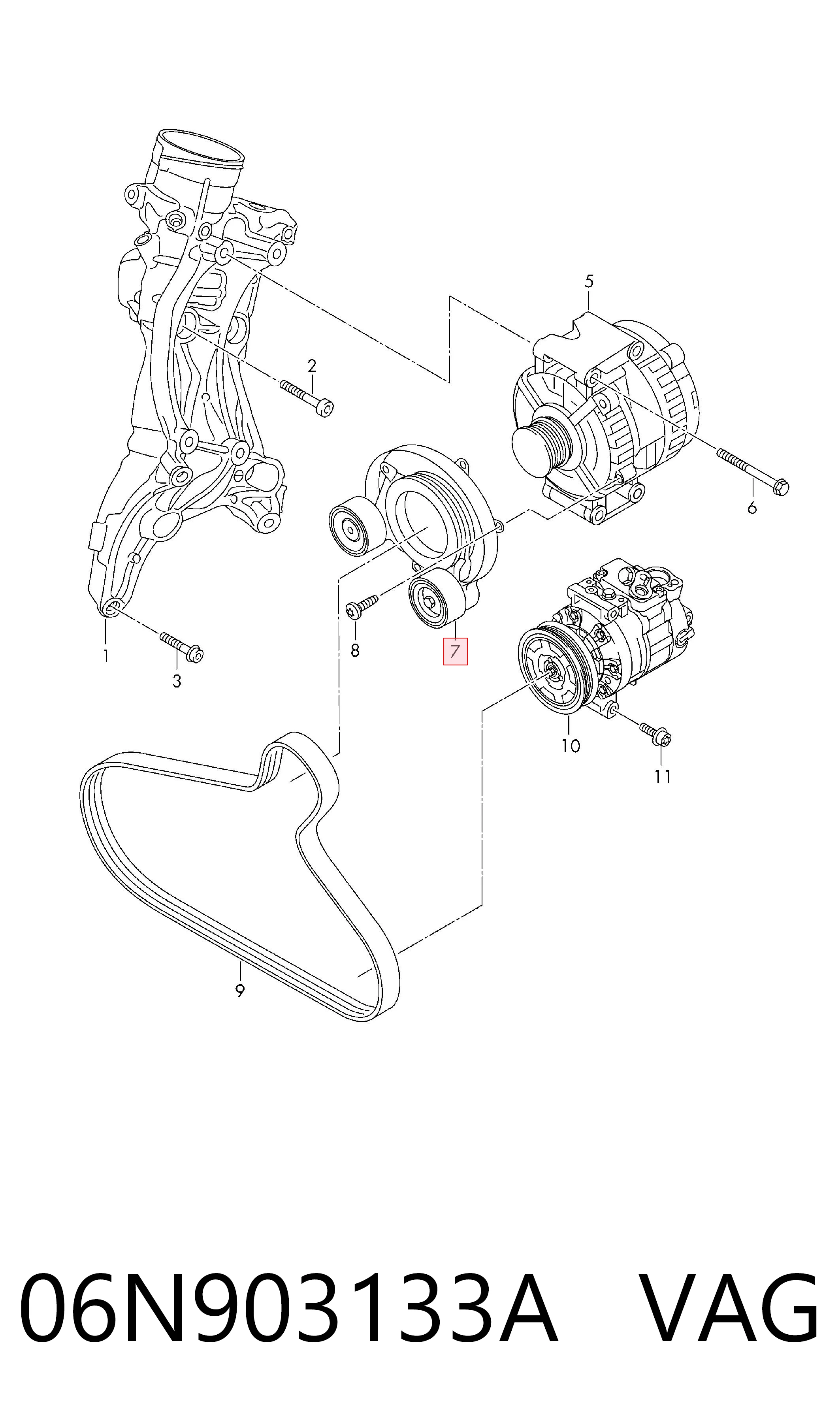 06N903133A VAG Tensor de correa de alternador