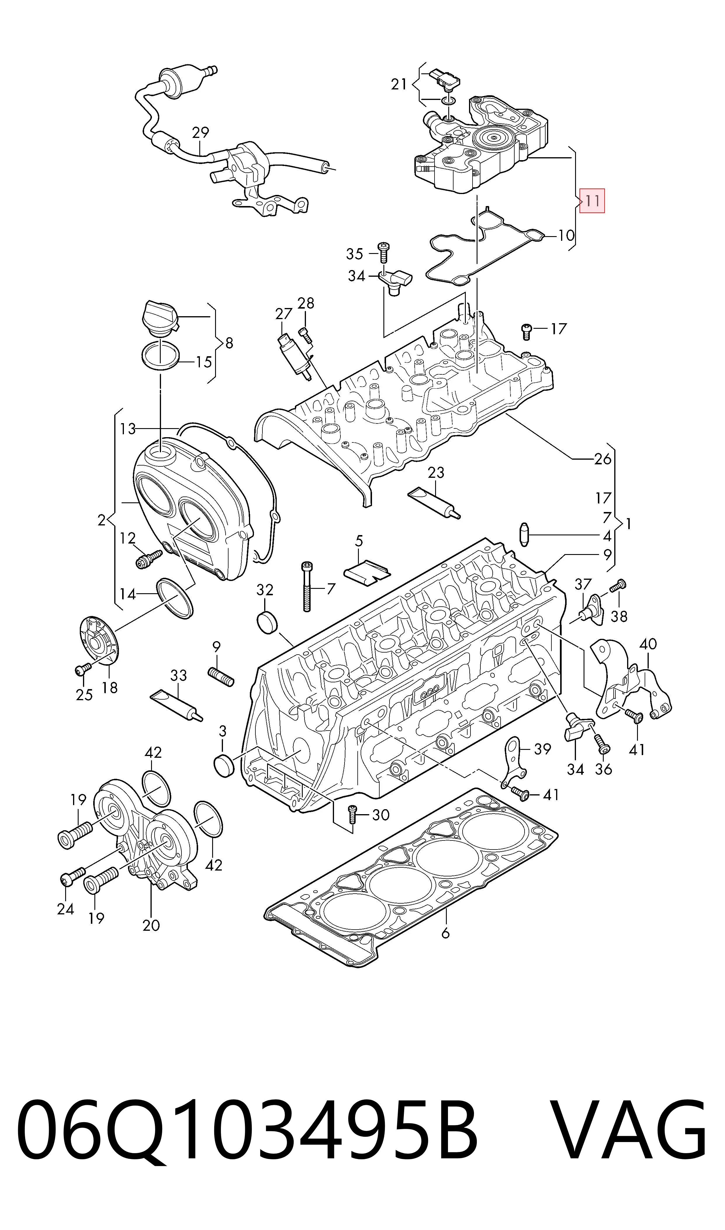 06Q103495B VAG Separador de aceite del sistema de ventilación del cárter