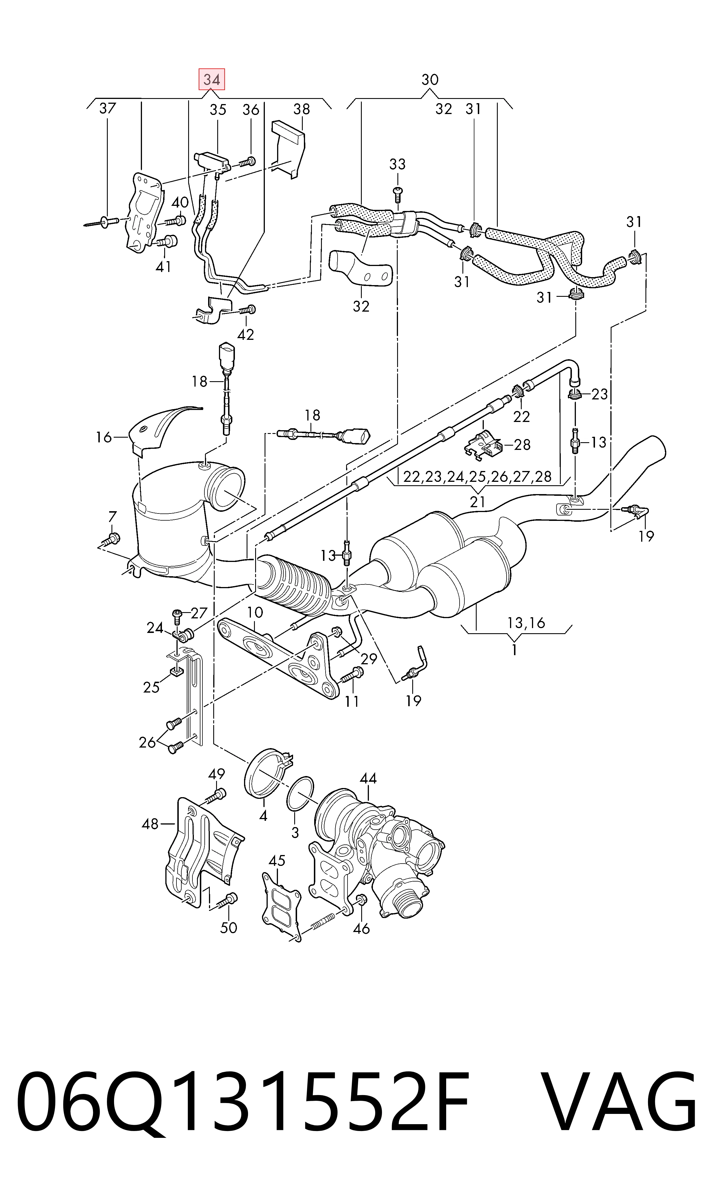 06Q131552F VAG Sensor de presion de escape