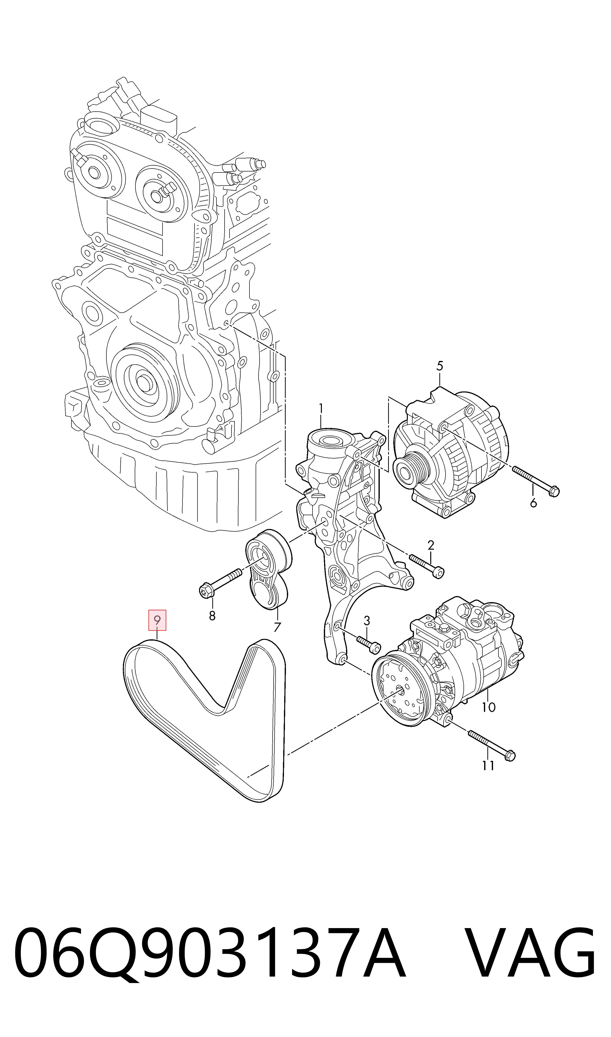 06Q903137A VAG Correa poly v