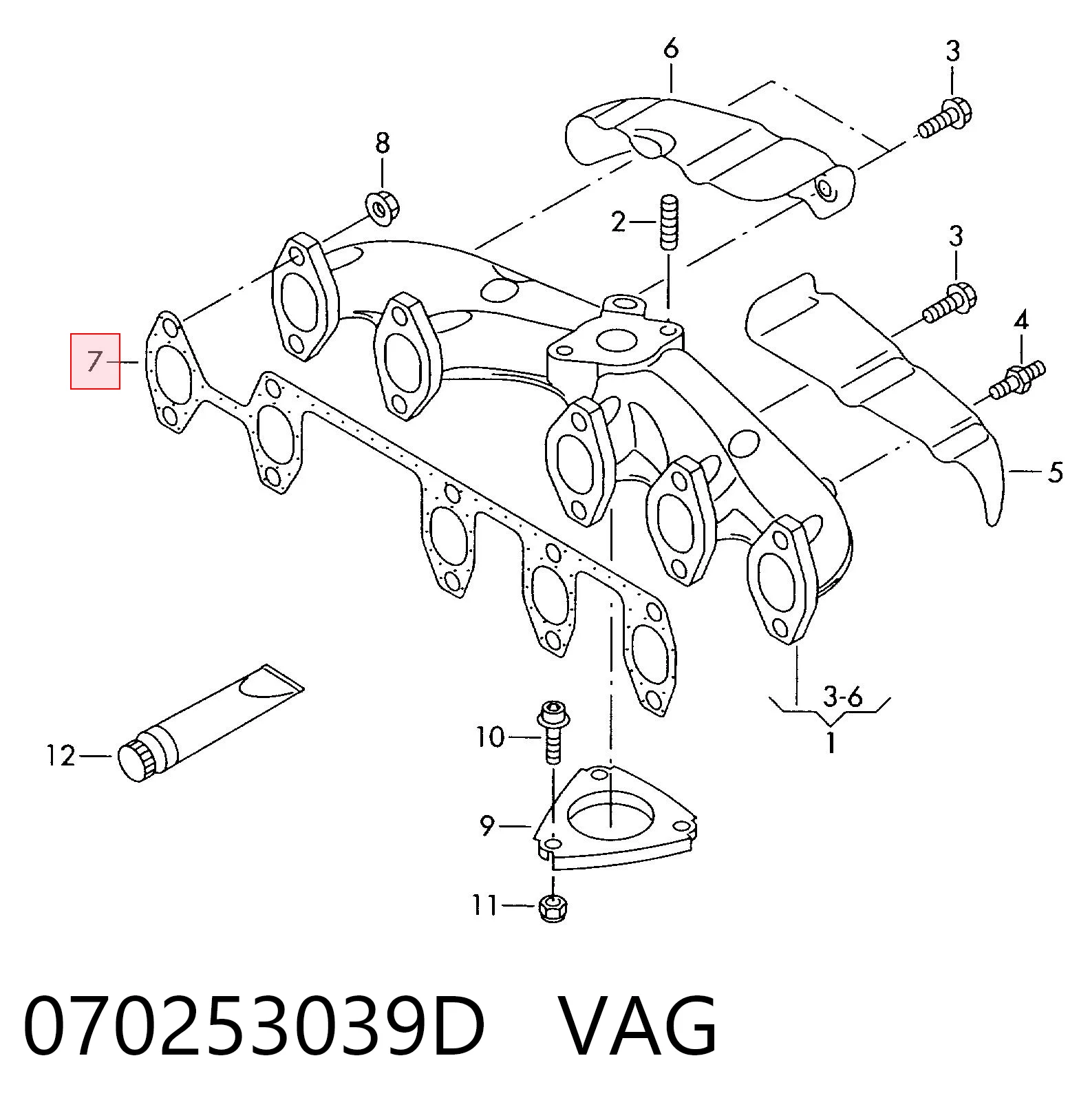 Junta colector escape VAG 070253039D precio, desde 16,34 EUR