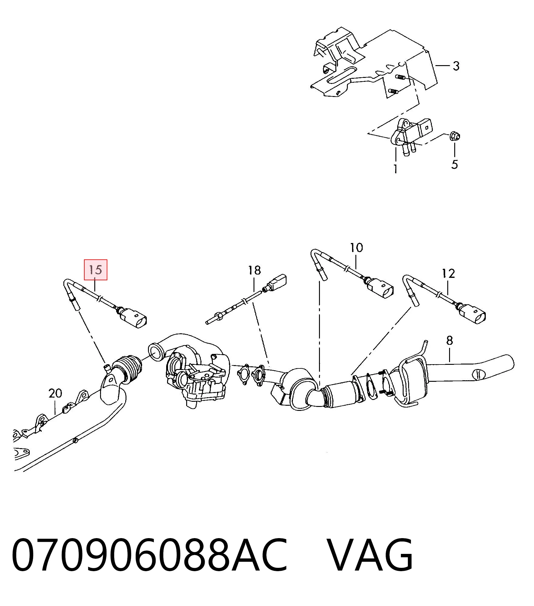 Sensor de temperatura de gases de escape antes de la turbina VAG 070906088AC precio, desde 58,99 EUR