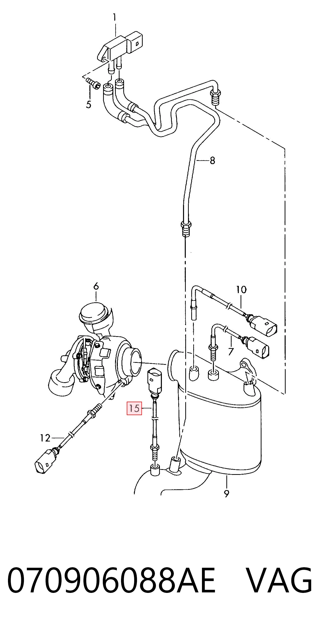 070906088AE VAG Sensor de temperatura de gases de escape después del filtro de partículas