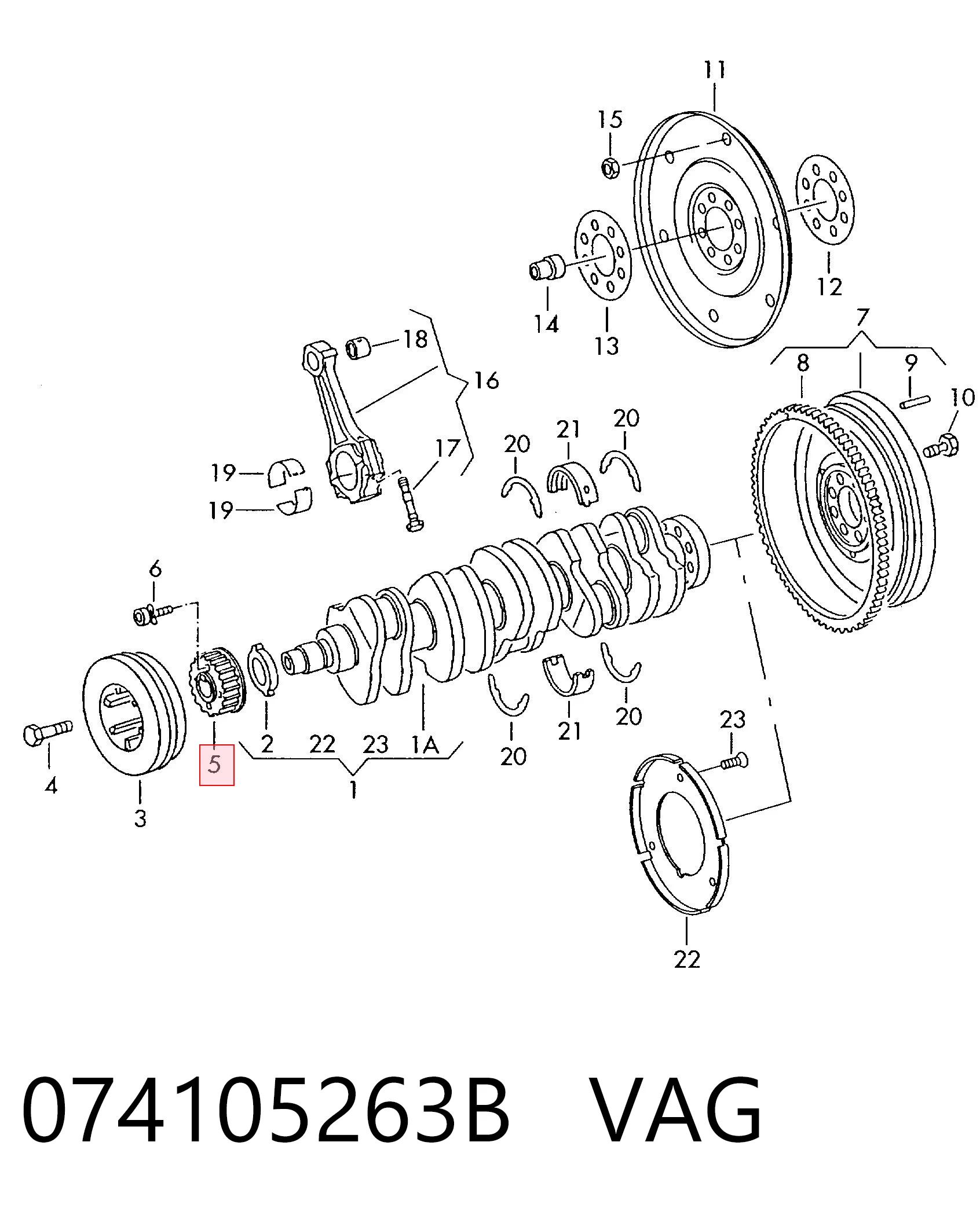 074105263B VAG Piñón del cigüeñal 