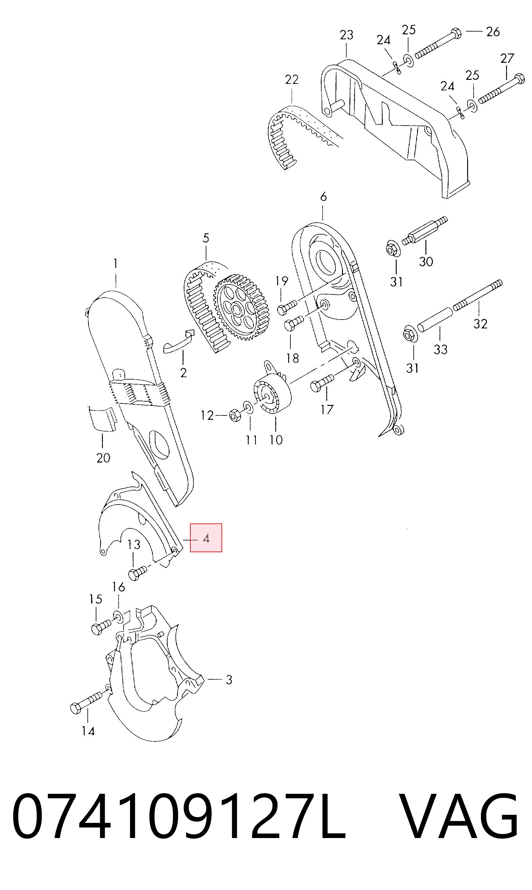 Tapa delantera del motor 074109127L VAG