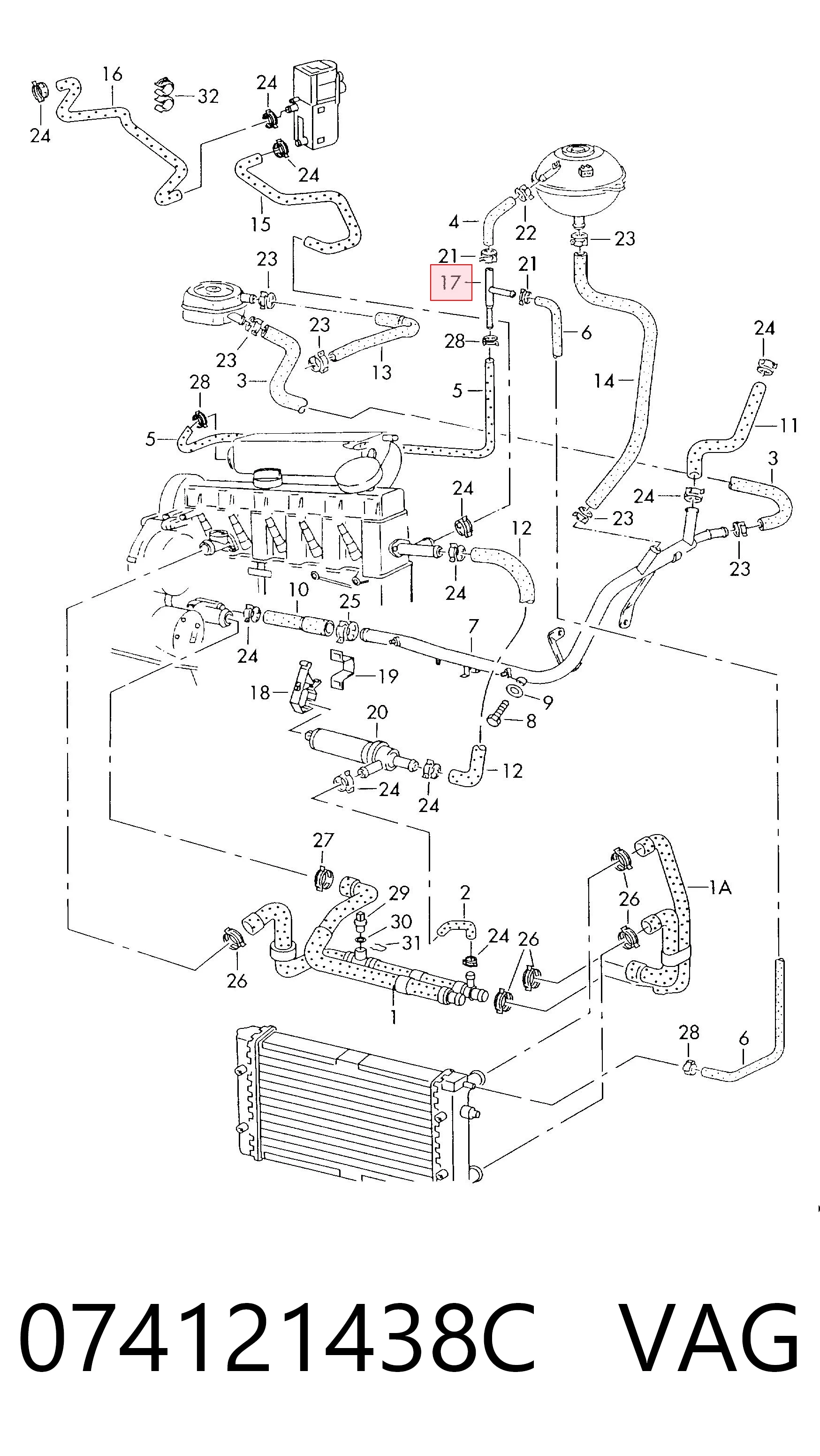074121438C VAG Manguera de refrigeración