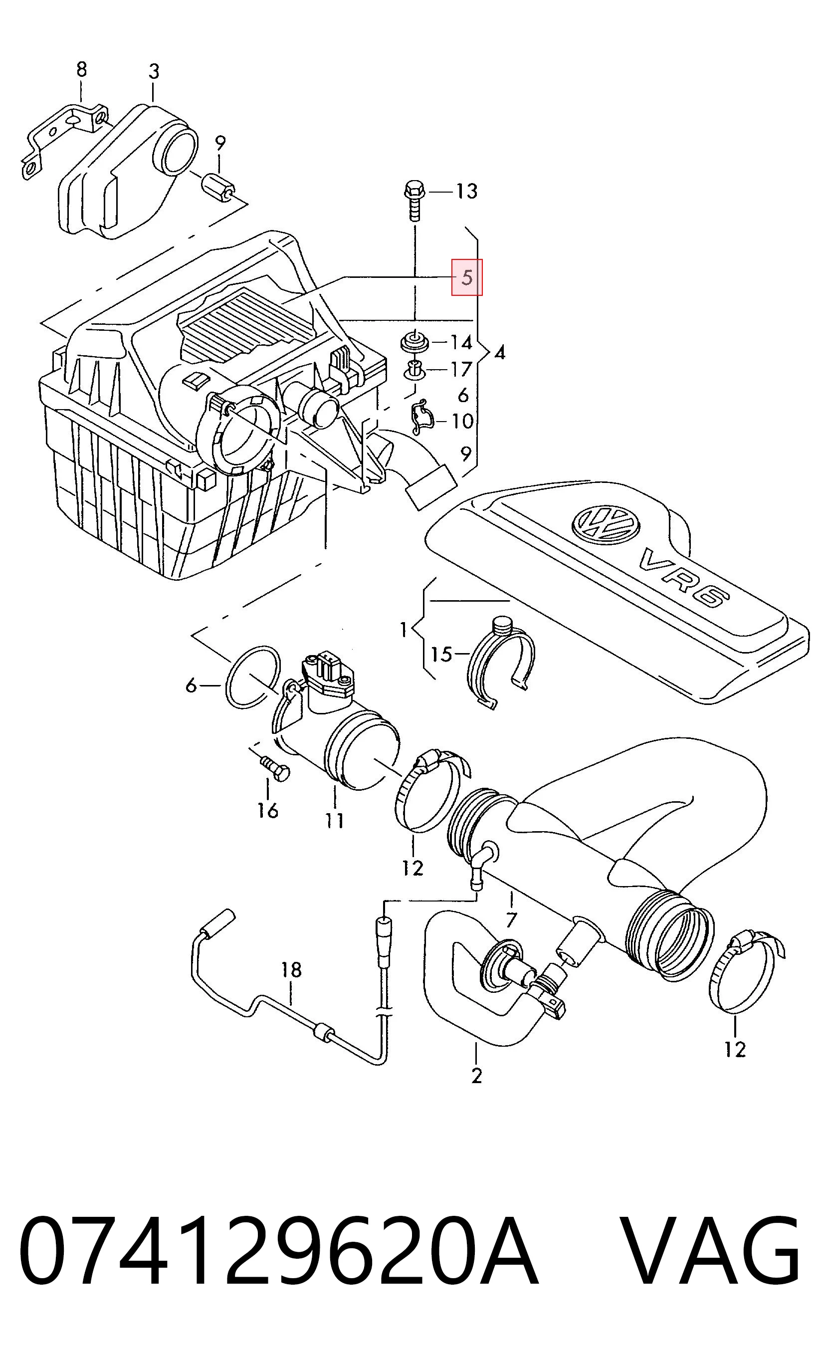 074129620A VAG Filtro de aire de motor