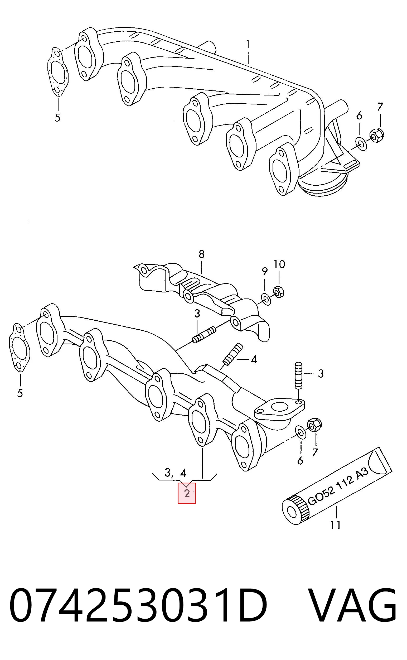 Comprar Colector de escape Volkswagen Transporter  70B, 70C, 7DB, 7DK, 70J, 70K, 7DC, 7DJ a bajo precio