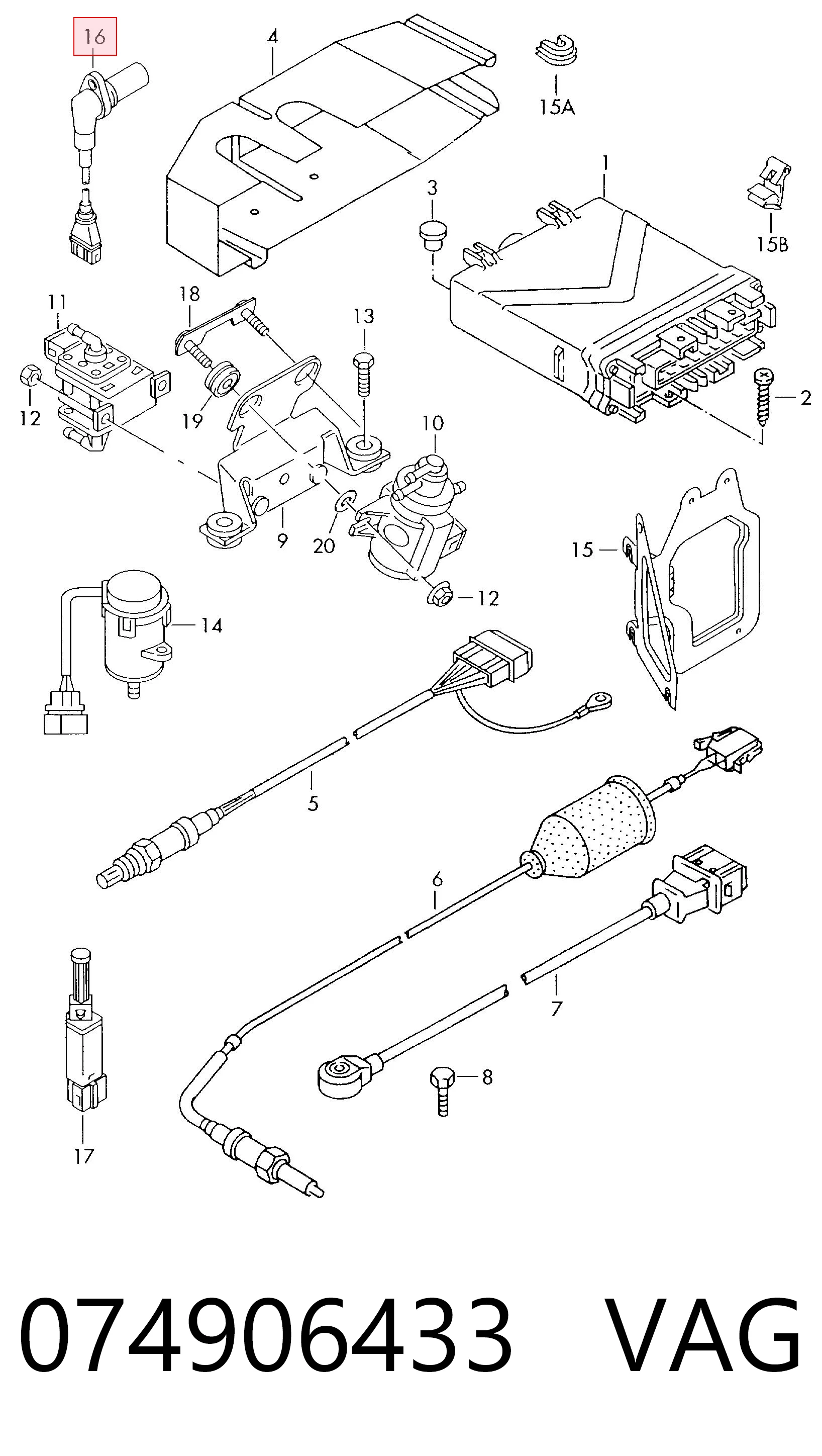 074906433 VAG Sensor de posición del cigüeñal