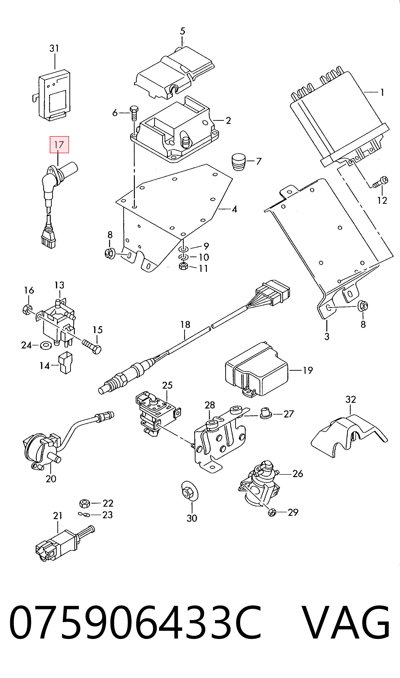 075906433C VAG Sensor de posición del cigüeñal