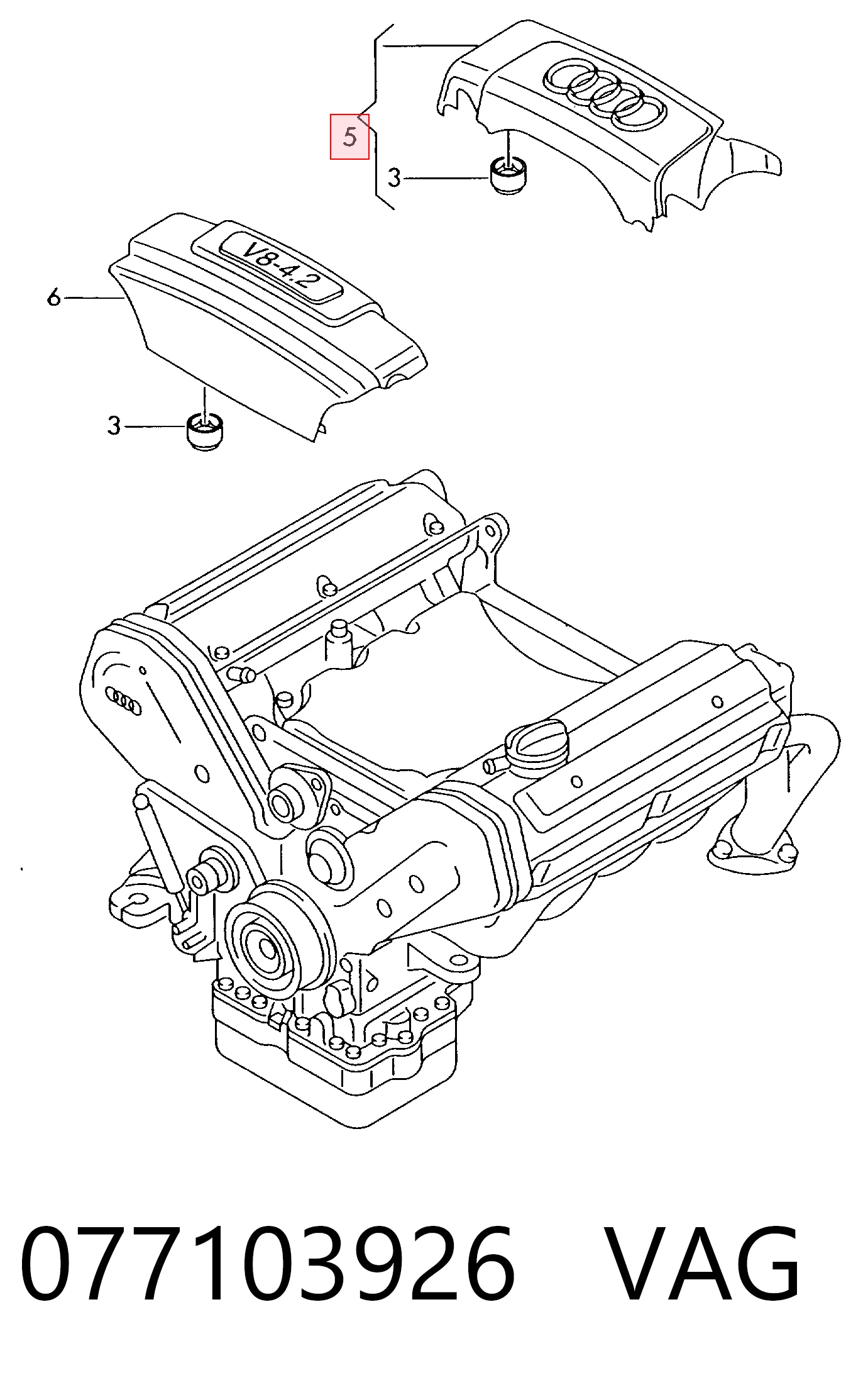 Comprar Cubierta decorativa del motor Audi A8 4E2, 4E8 a bajo precio