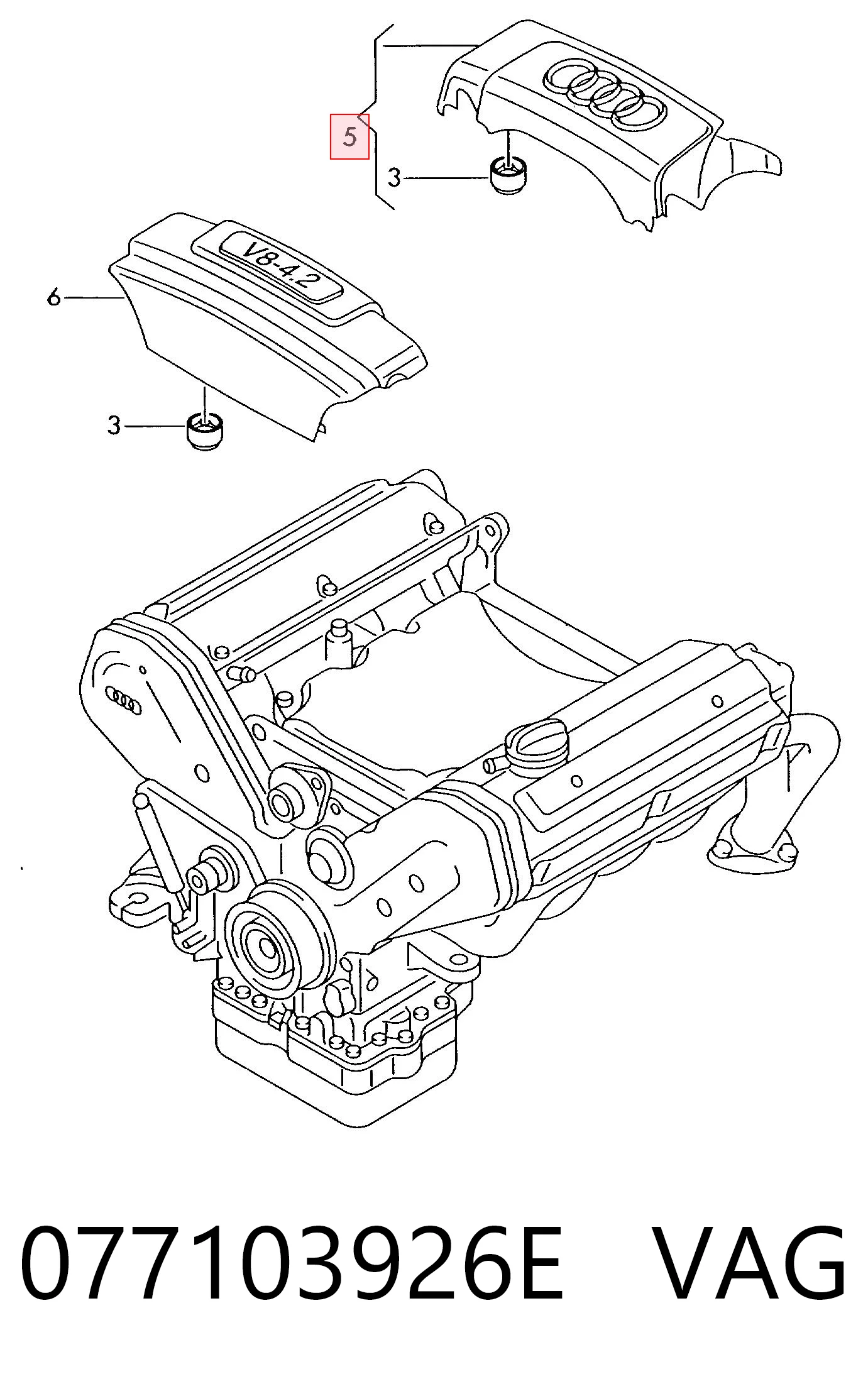 Tapa del motor decorativa para Audi A8 D3 4E2, 4E8