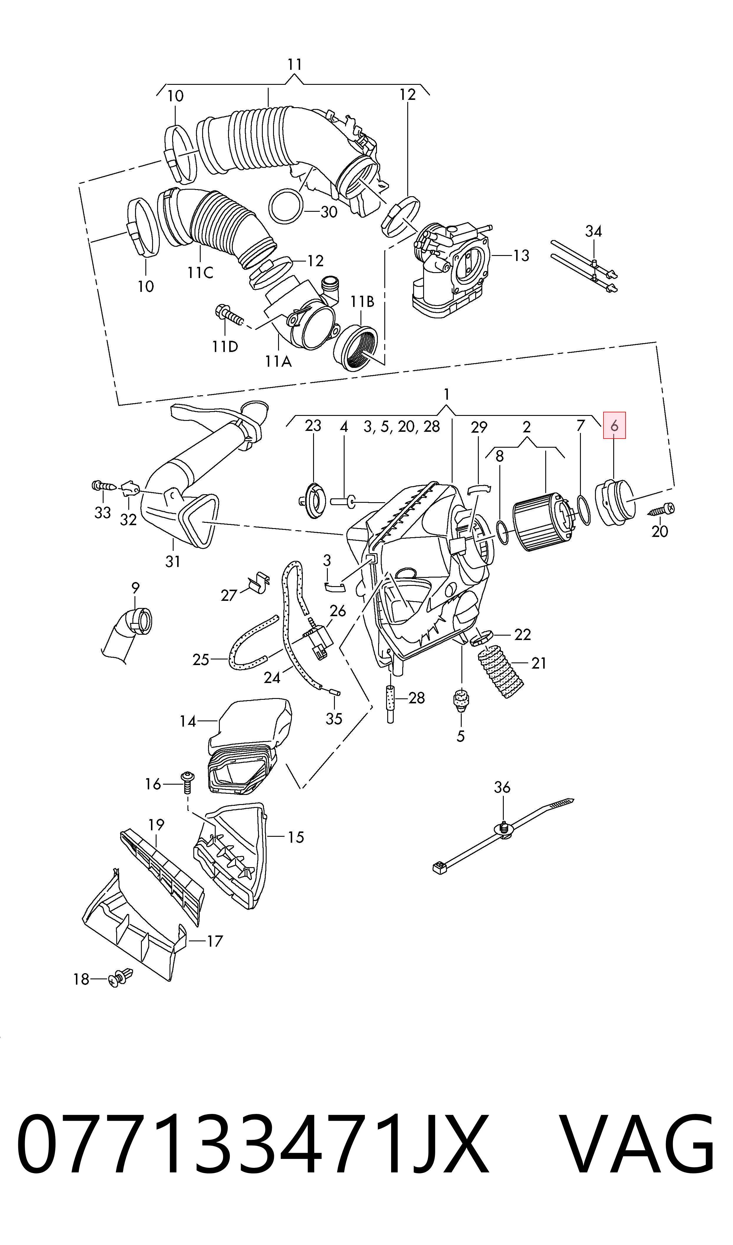 077133471JX VAG Sensor de flujo de aire