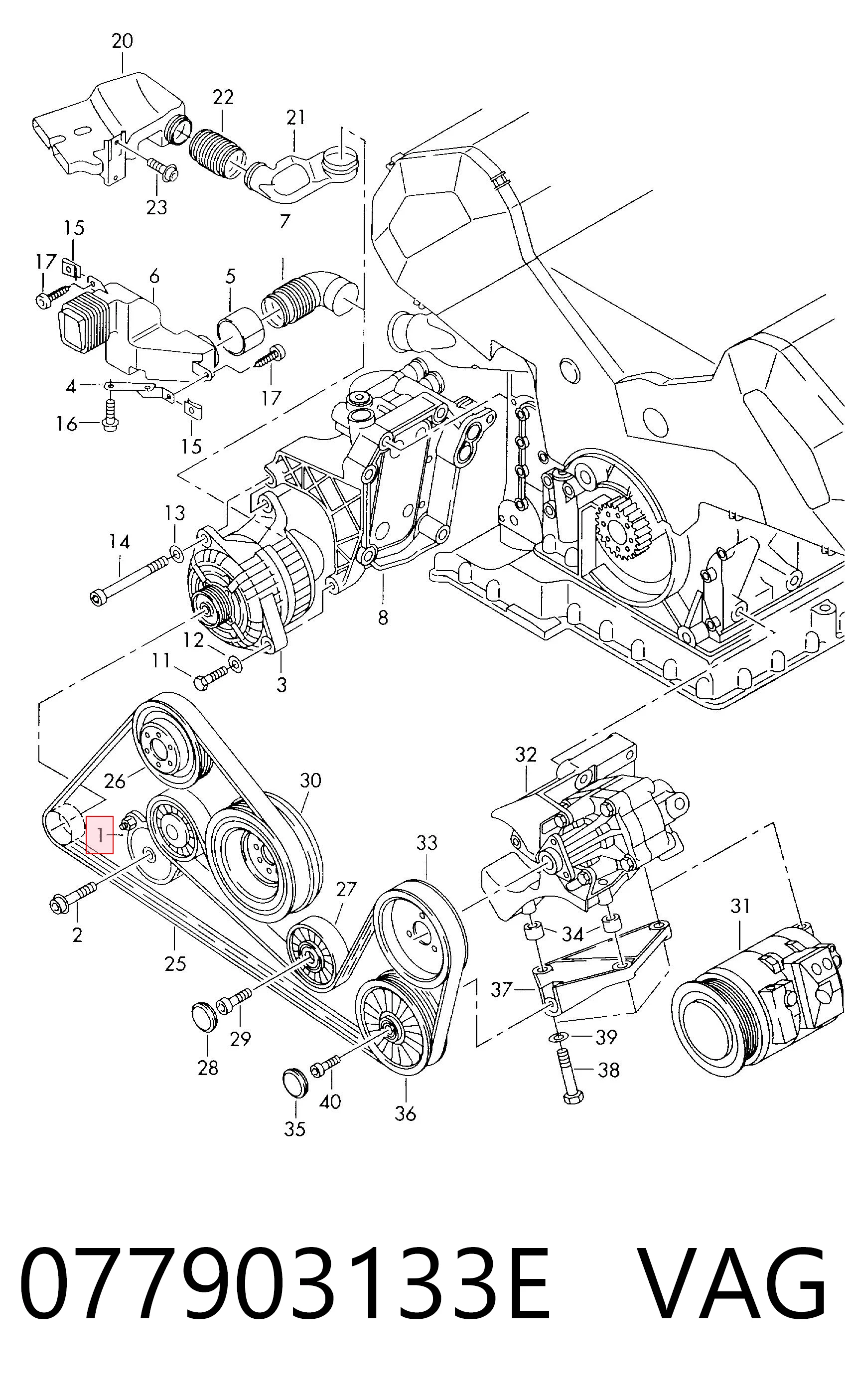 077903133E VAG Tensor de correa de alternador