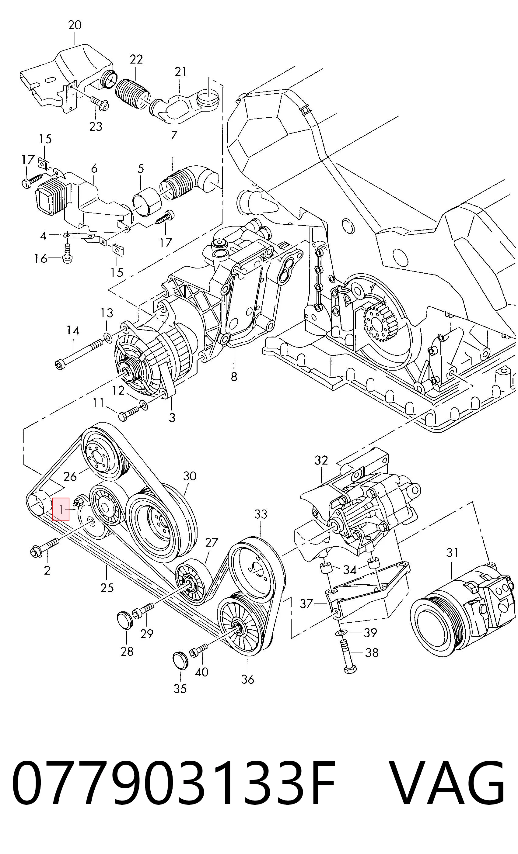 077903133F VAG Tensor de correa de alternador
