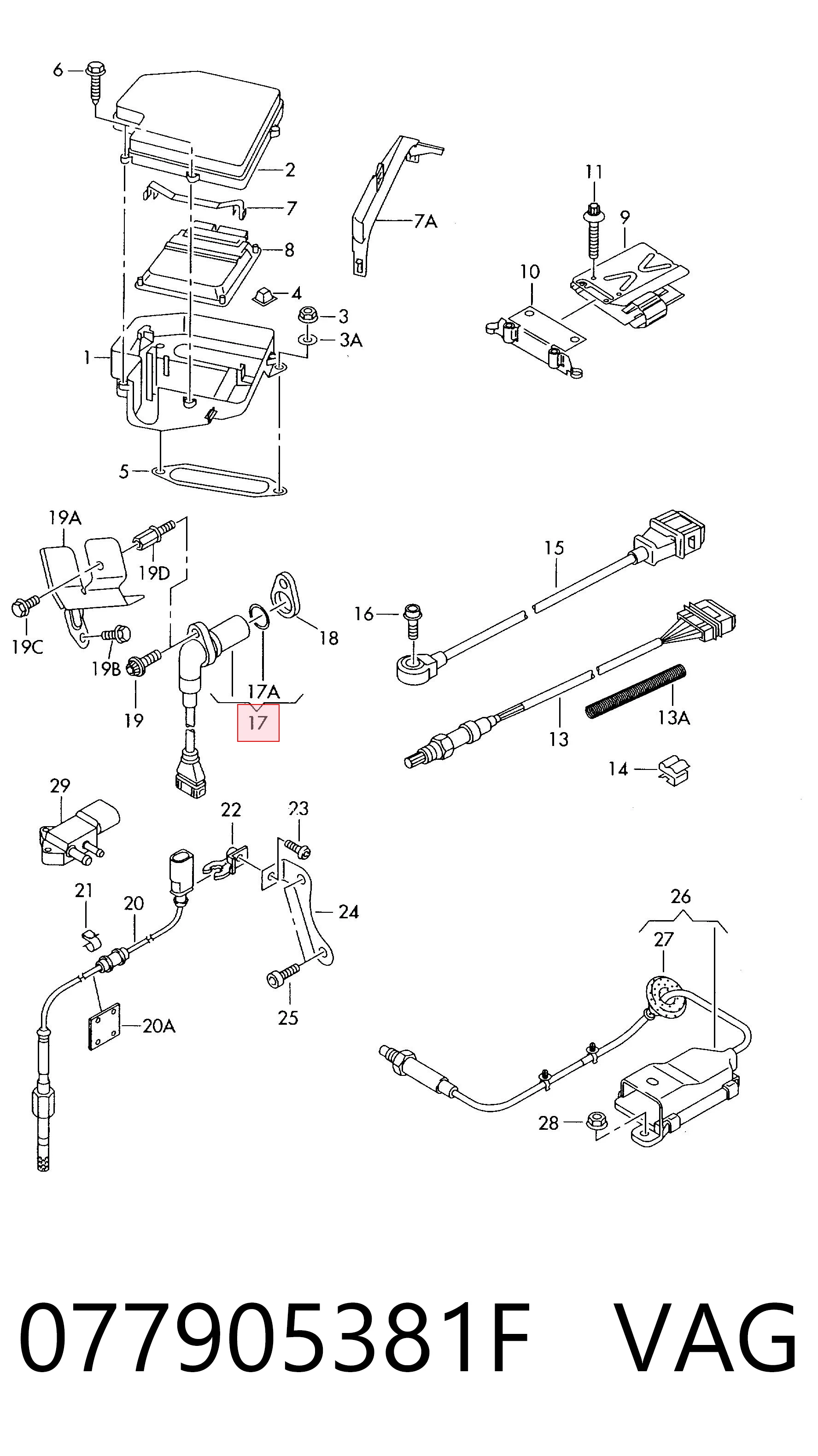 077905381F VAG Sensor de posición del cigüeñal