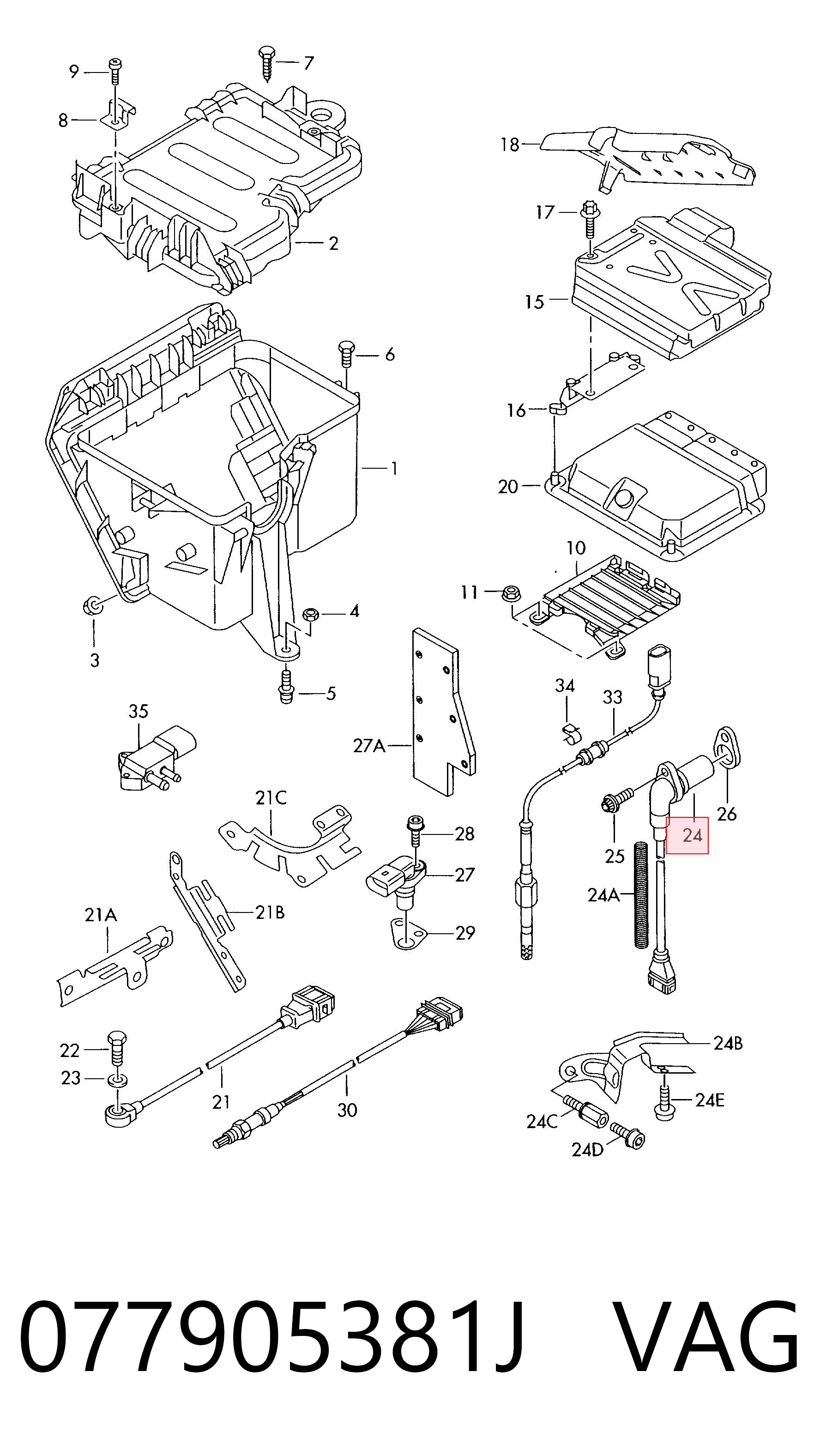 077905381J VAG Sensor de posición del cigüeñal