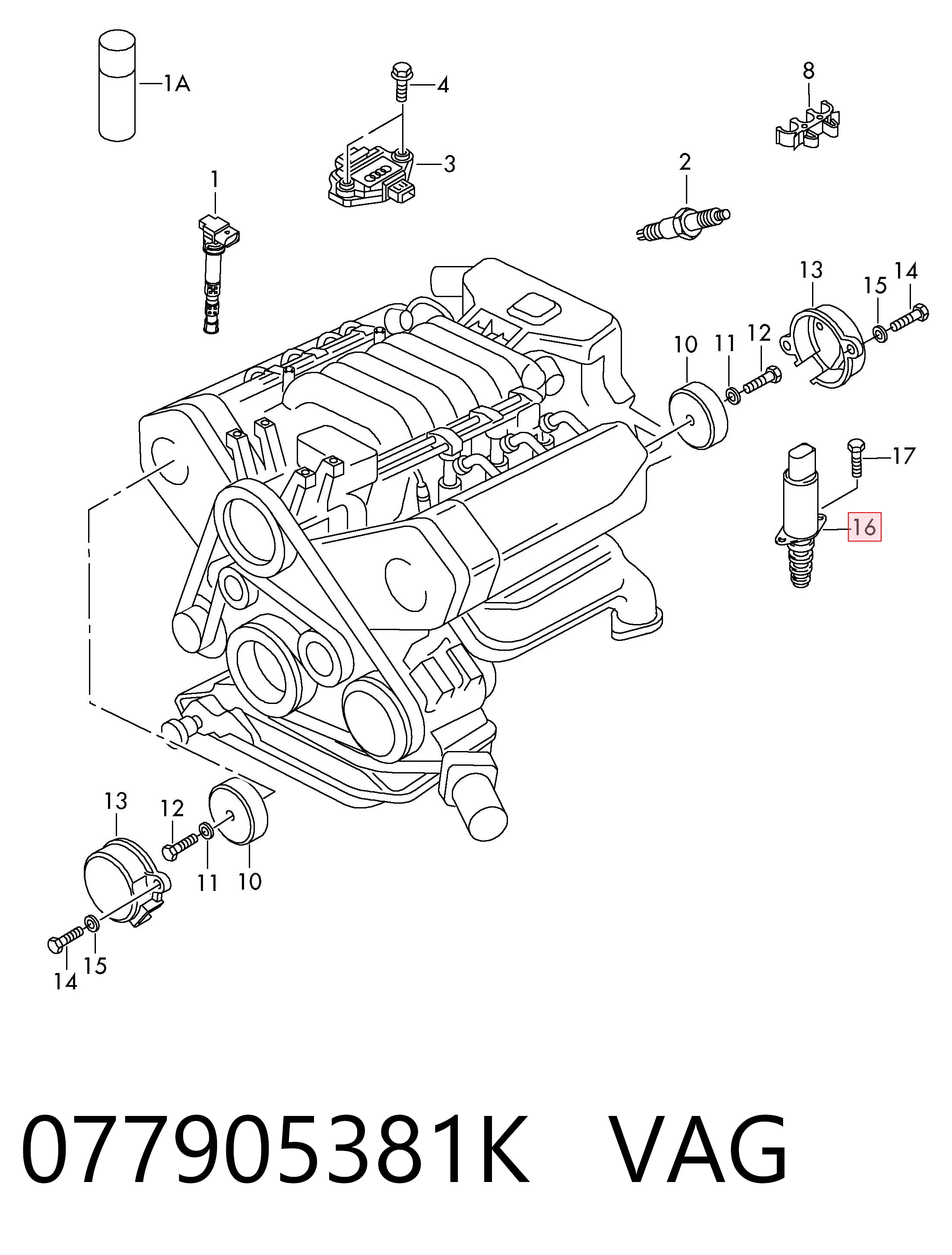 077905381K VAG Sensor de posición del cigüeñal