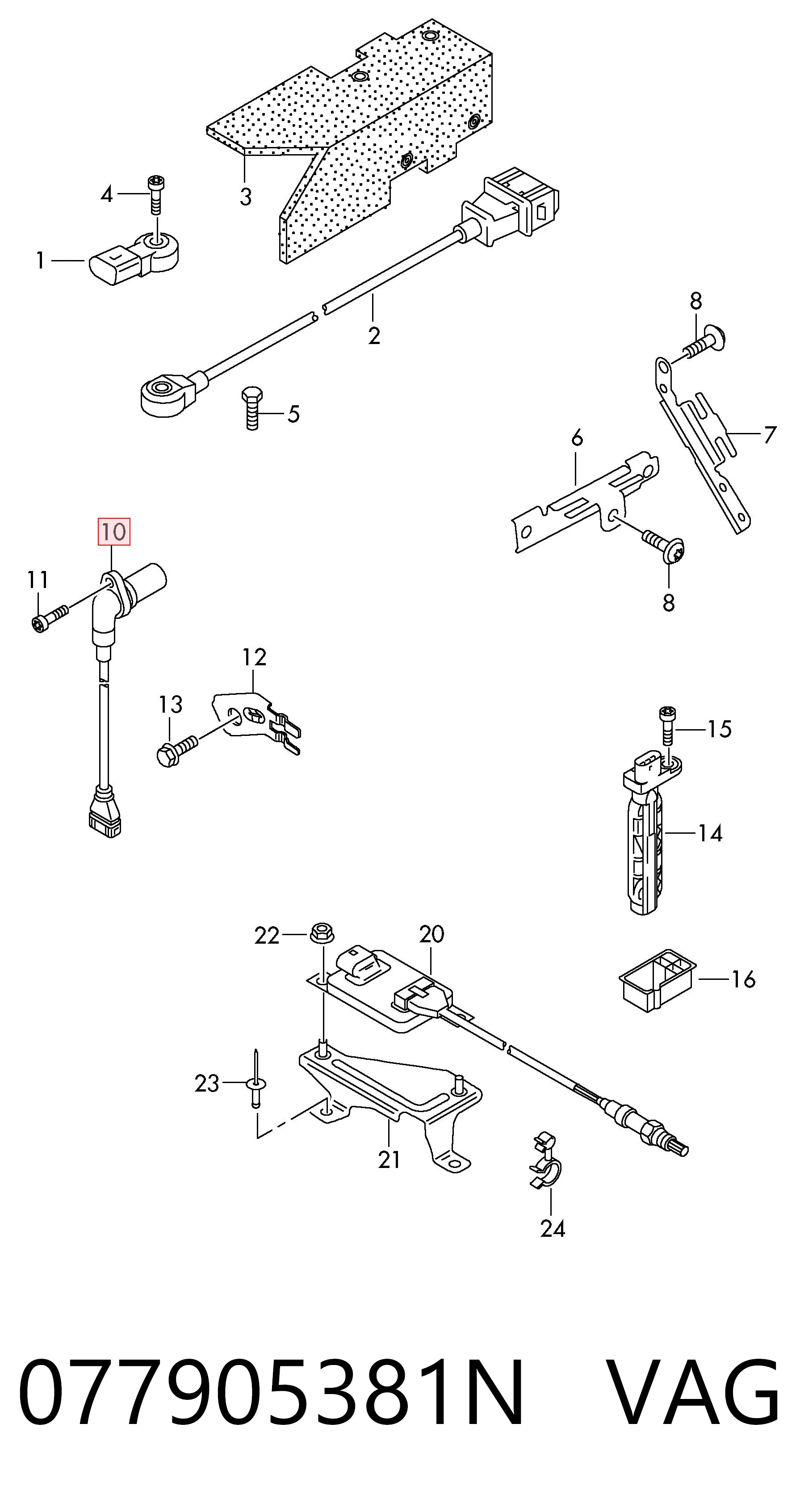 077905381N VAG Sensor de posición del cigüeñal