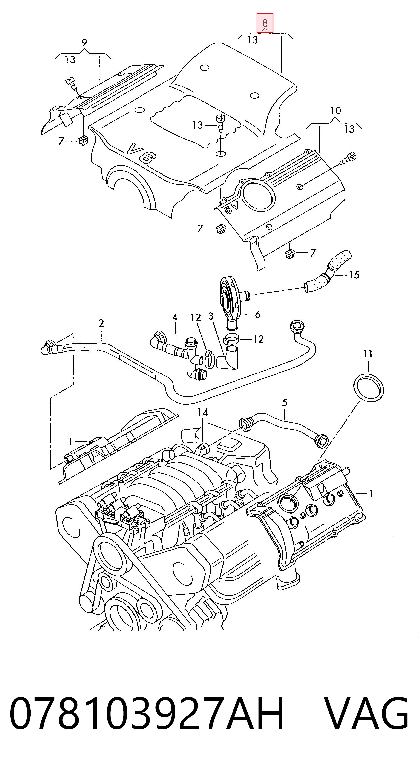 Tapa del motor decorativa para Audi A4 B6 8E2