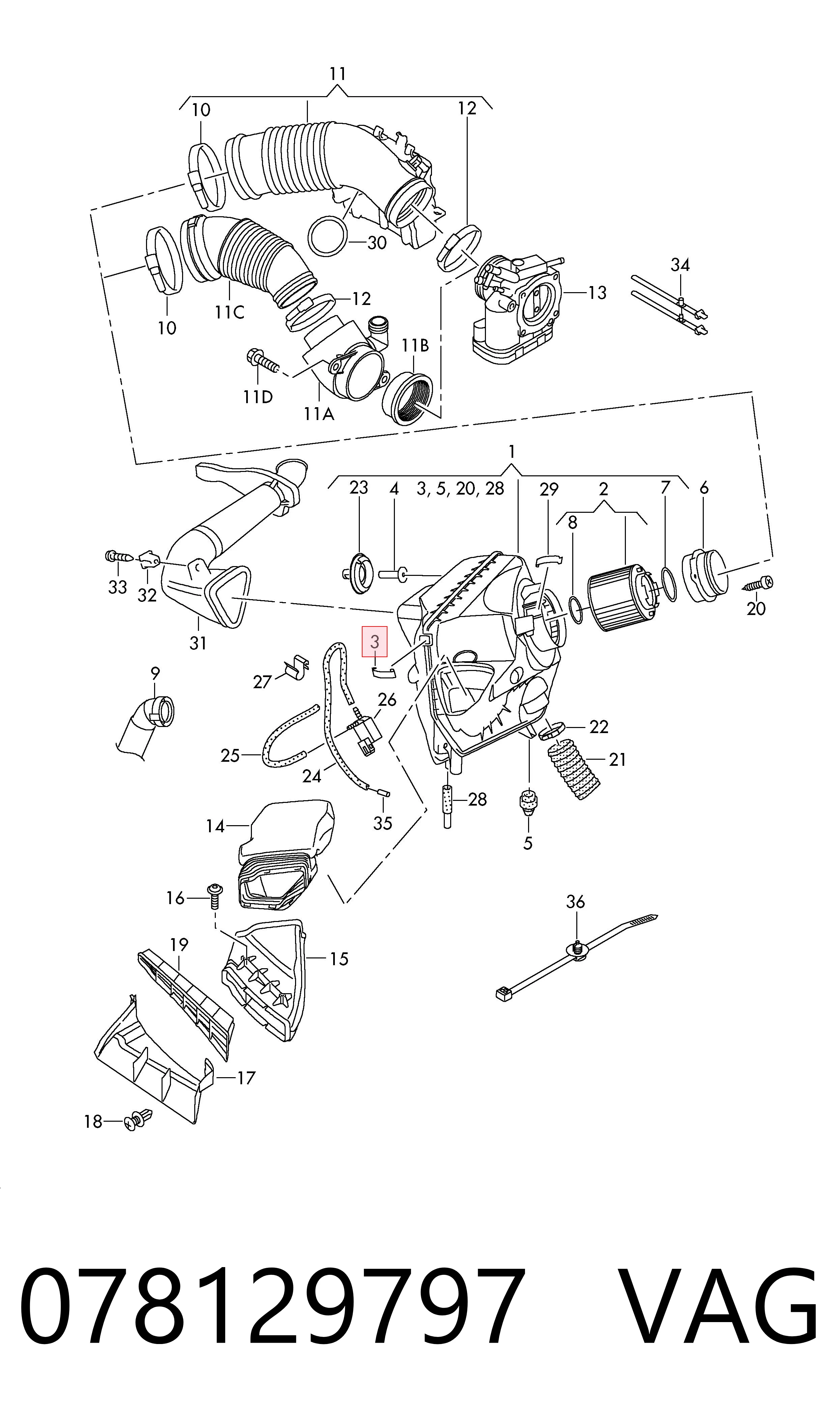 078129797 VAG Soporte del filtro de aire