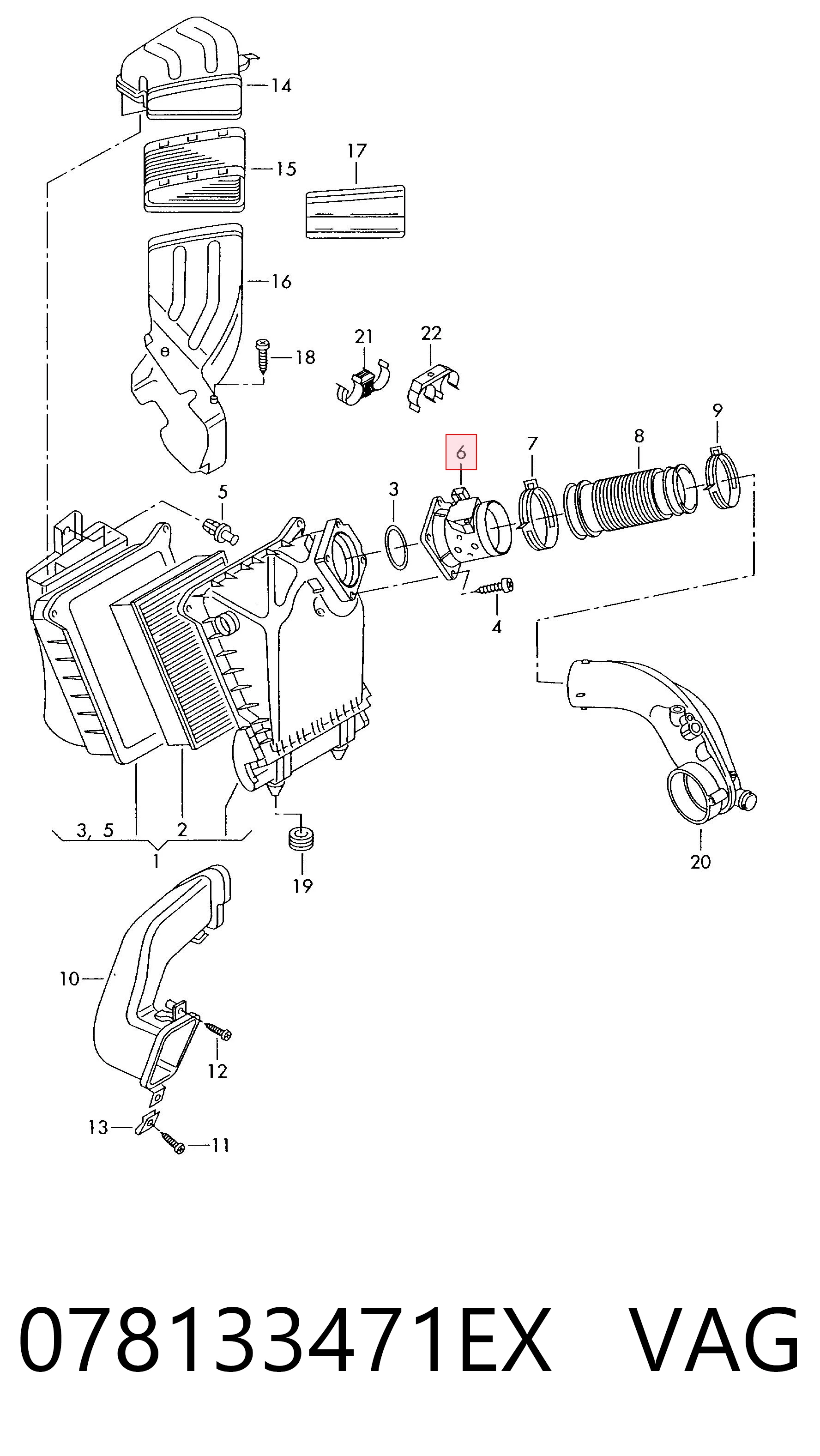 078133471EX VAG Sensor de flujo de aire
