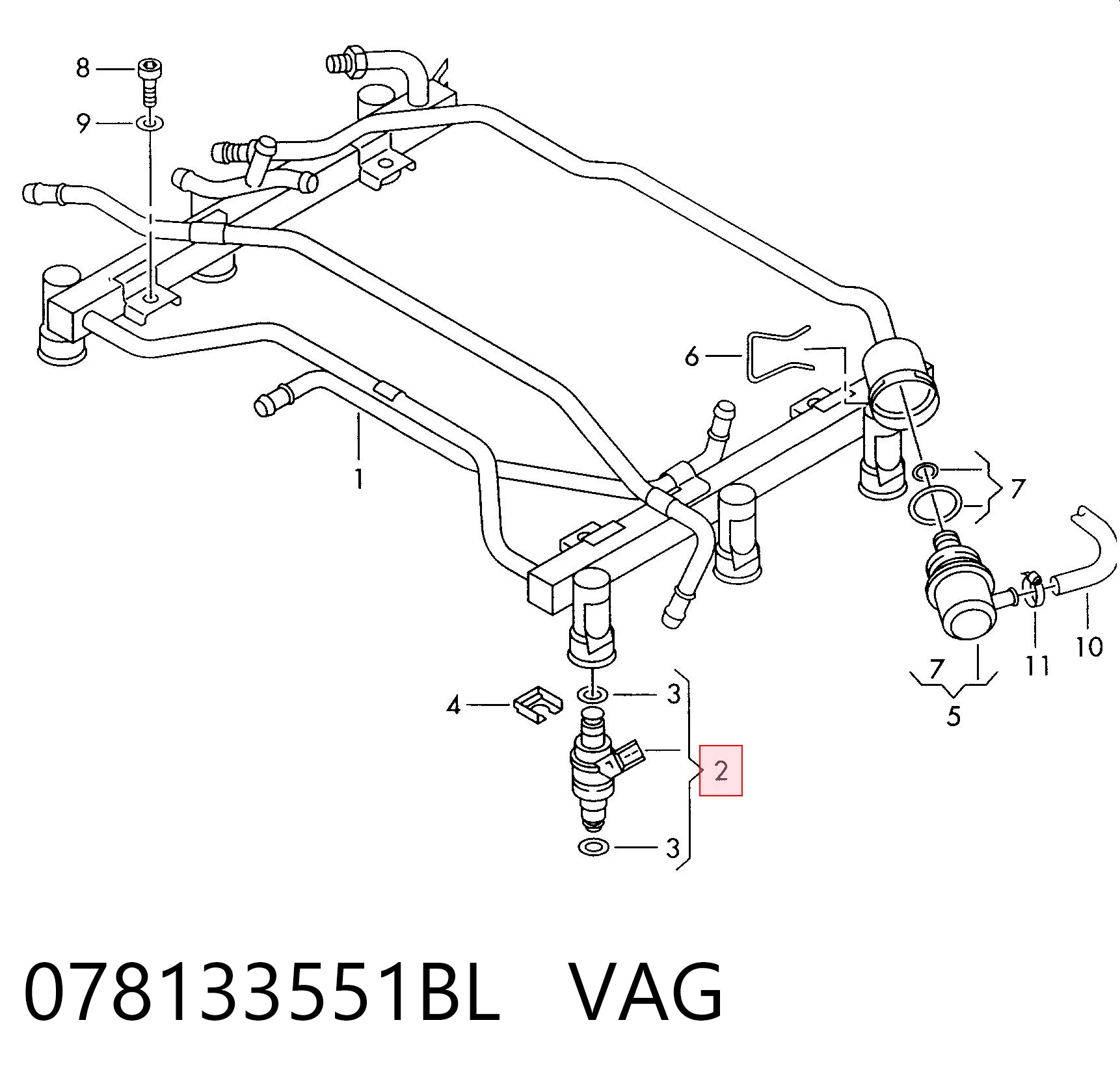 078133551BL VAG Inyector de combustible