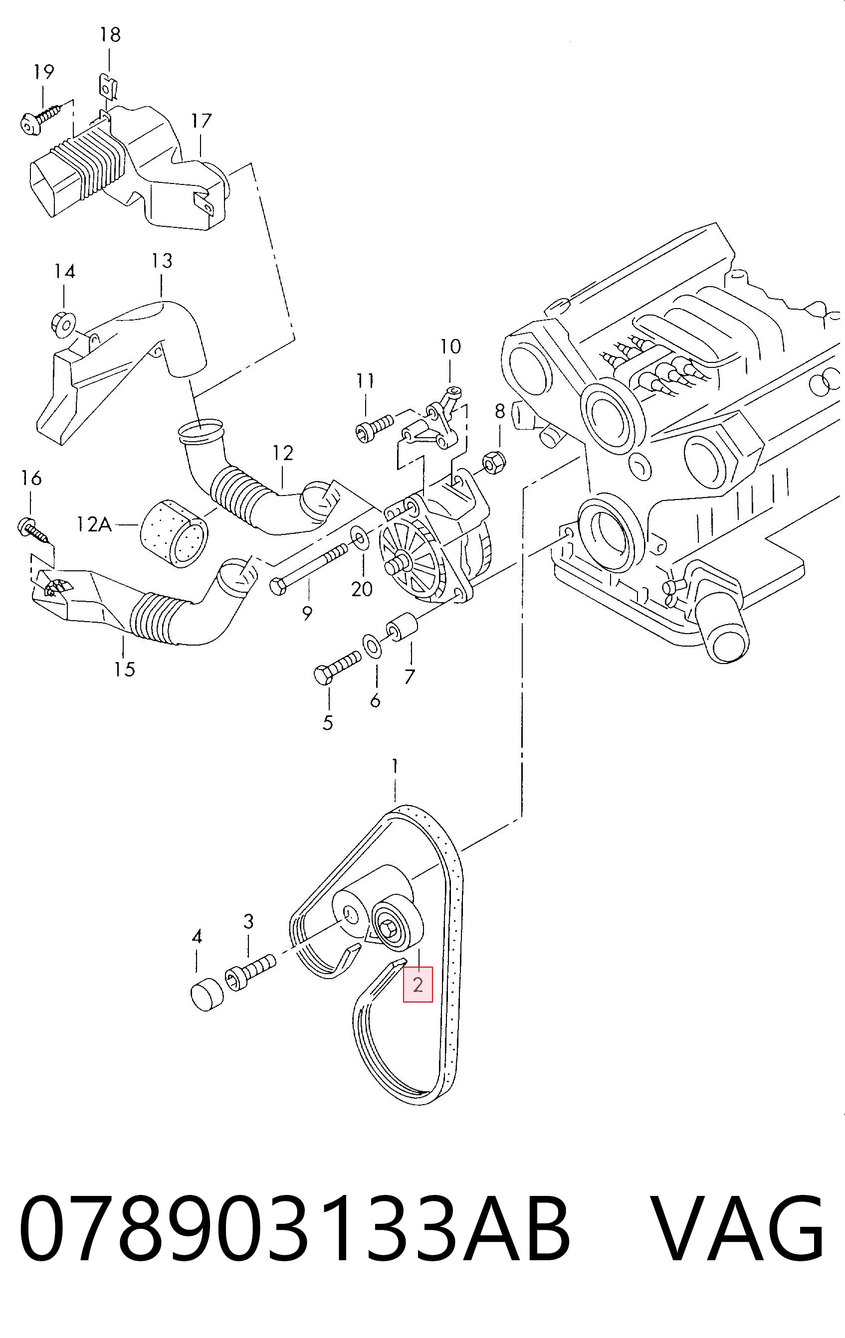 078903133AB VAG Tensor de correa de alternador