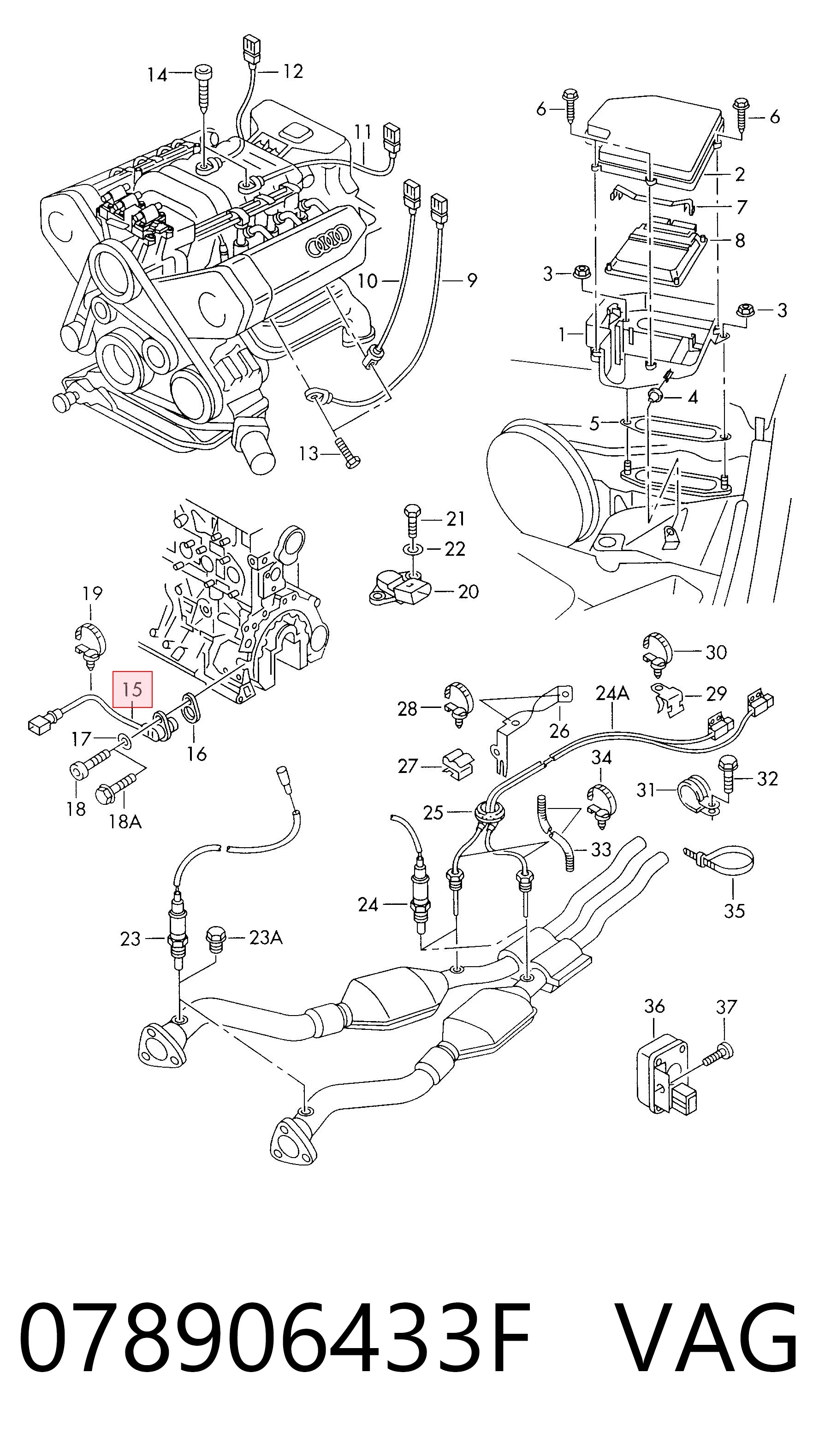 078906433F VAG Sensor de posición del cigüeñal