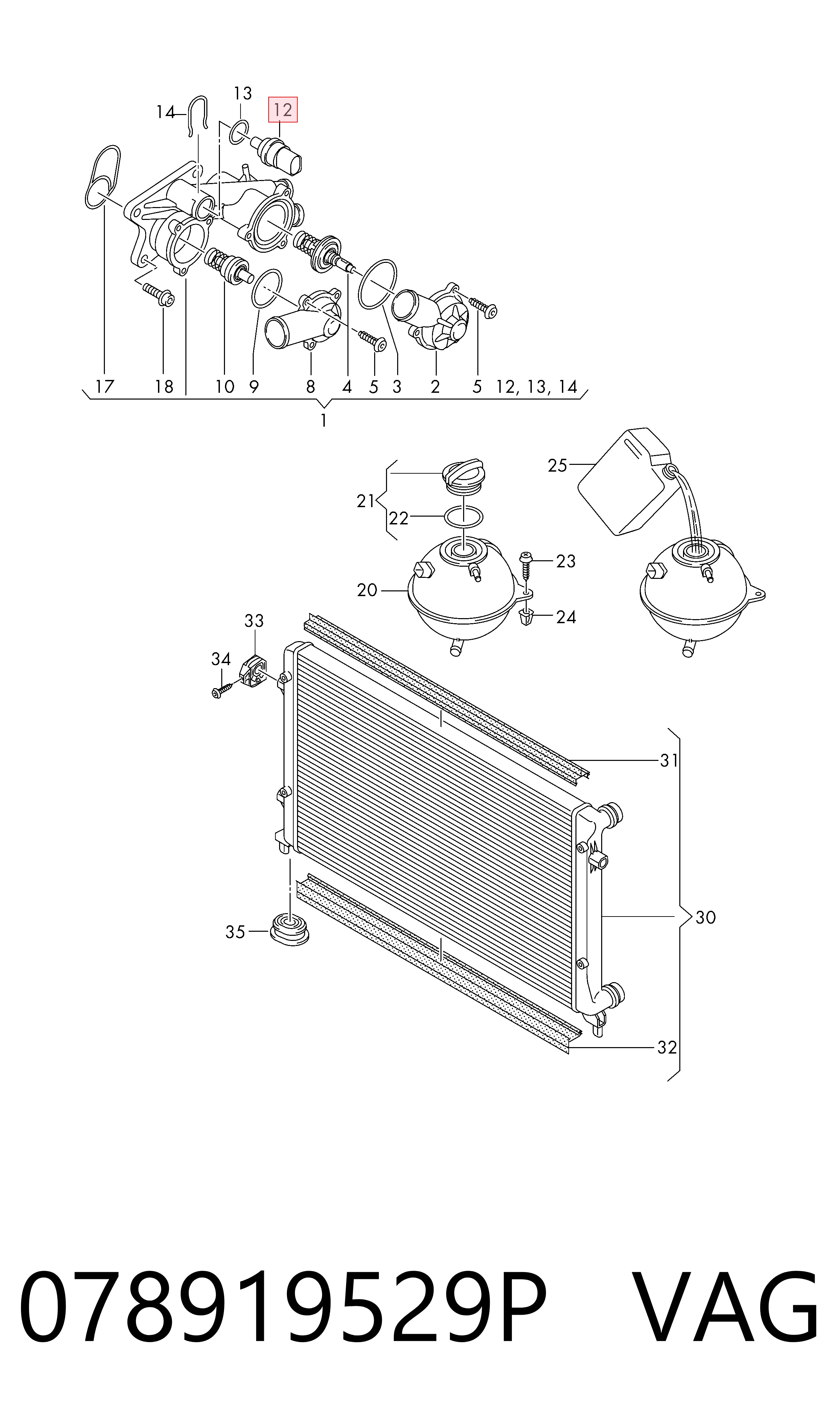 Sensor temperatura refrigerante Volkswagen Caddy III (2004-2015)