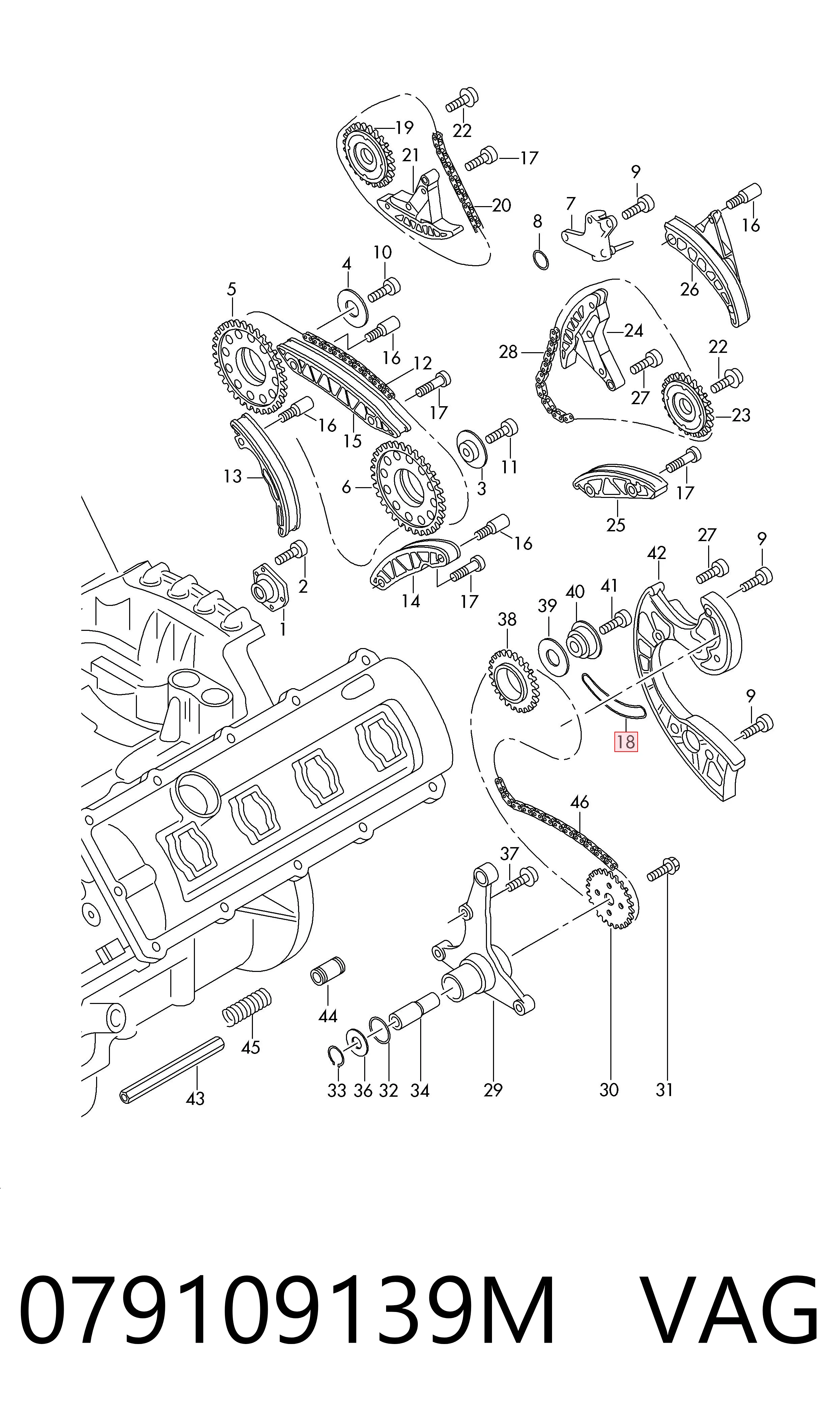 Junta inferior de la tapa frontal del motor VAG 079109139M precio, desde 8,61 EUR