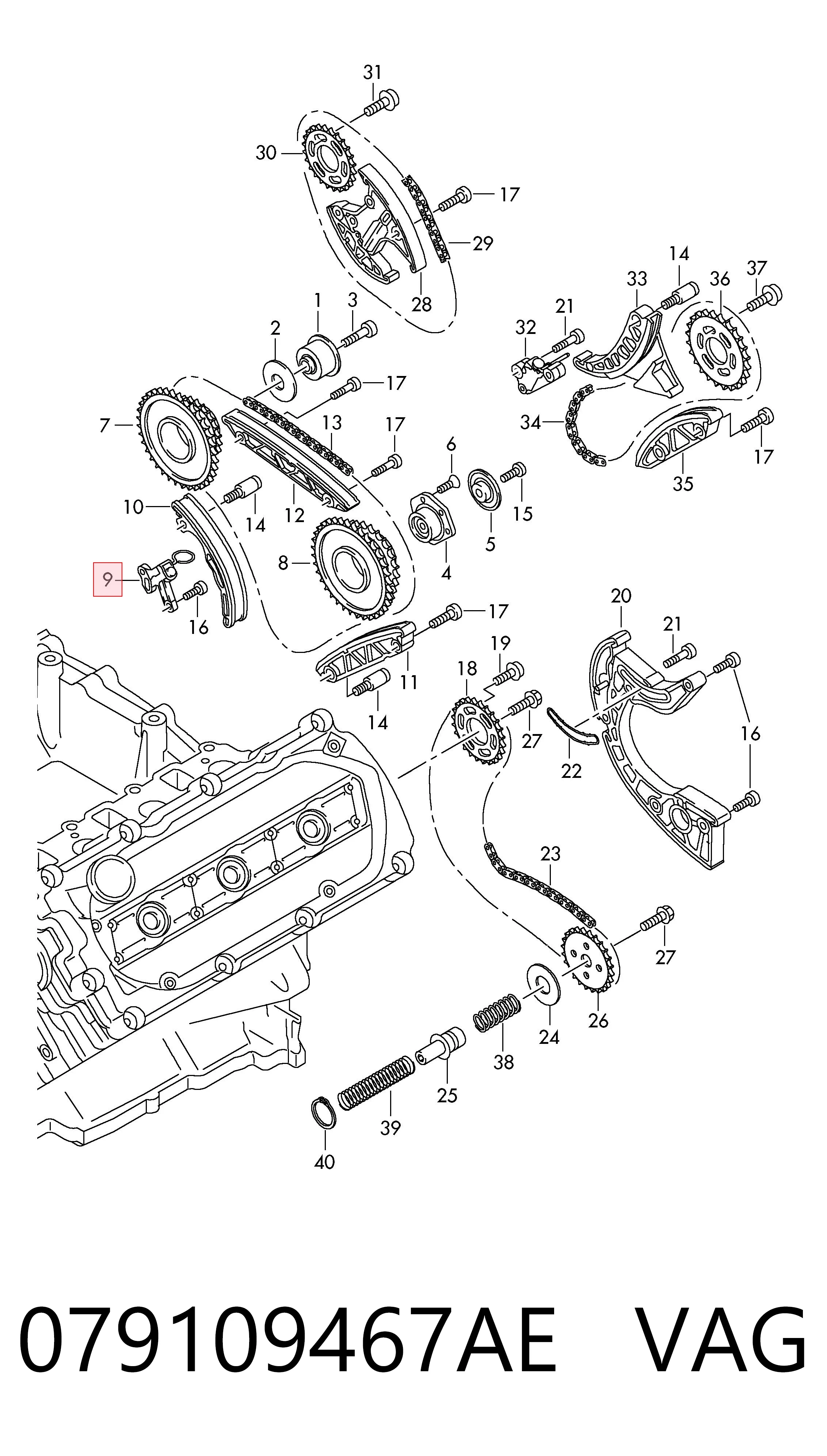 079109467AE VAG Tensor de cadena de distribución