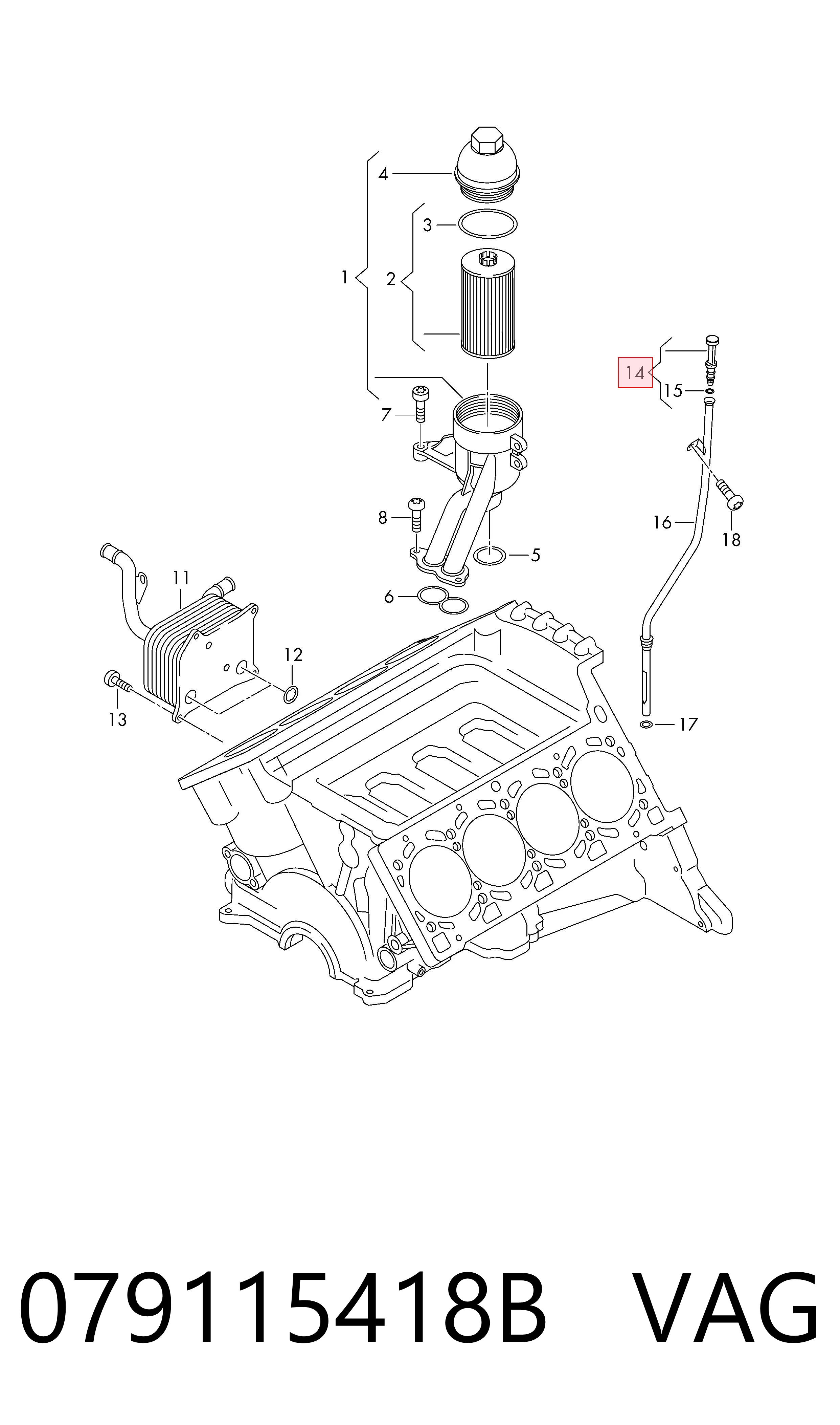 079115418B VAG Tapón de la guía de la varilla medidora de aceite del motor