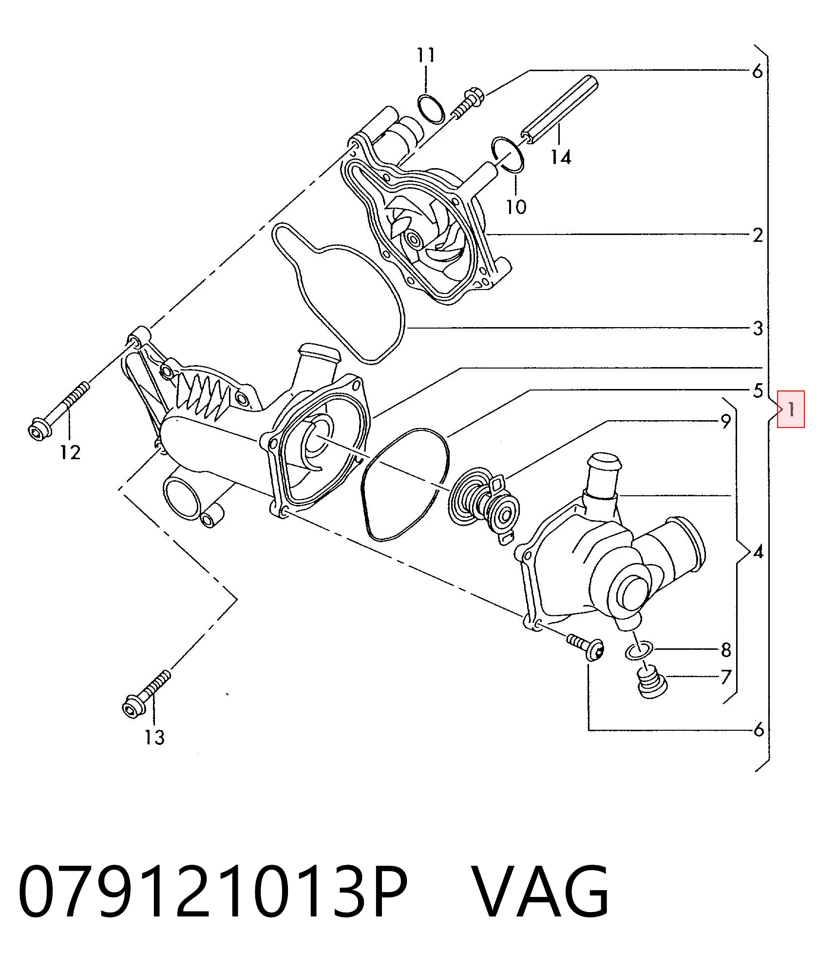 079121013P VAG Bomba refrigerante coche