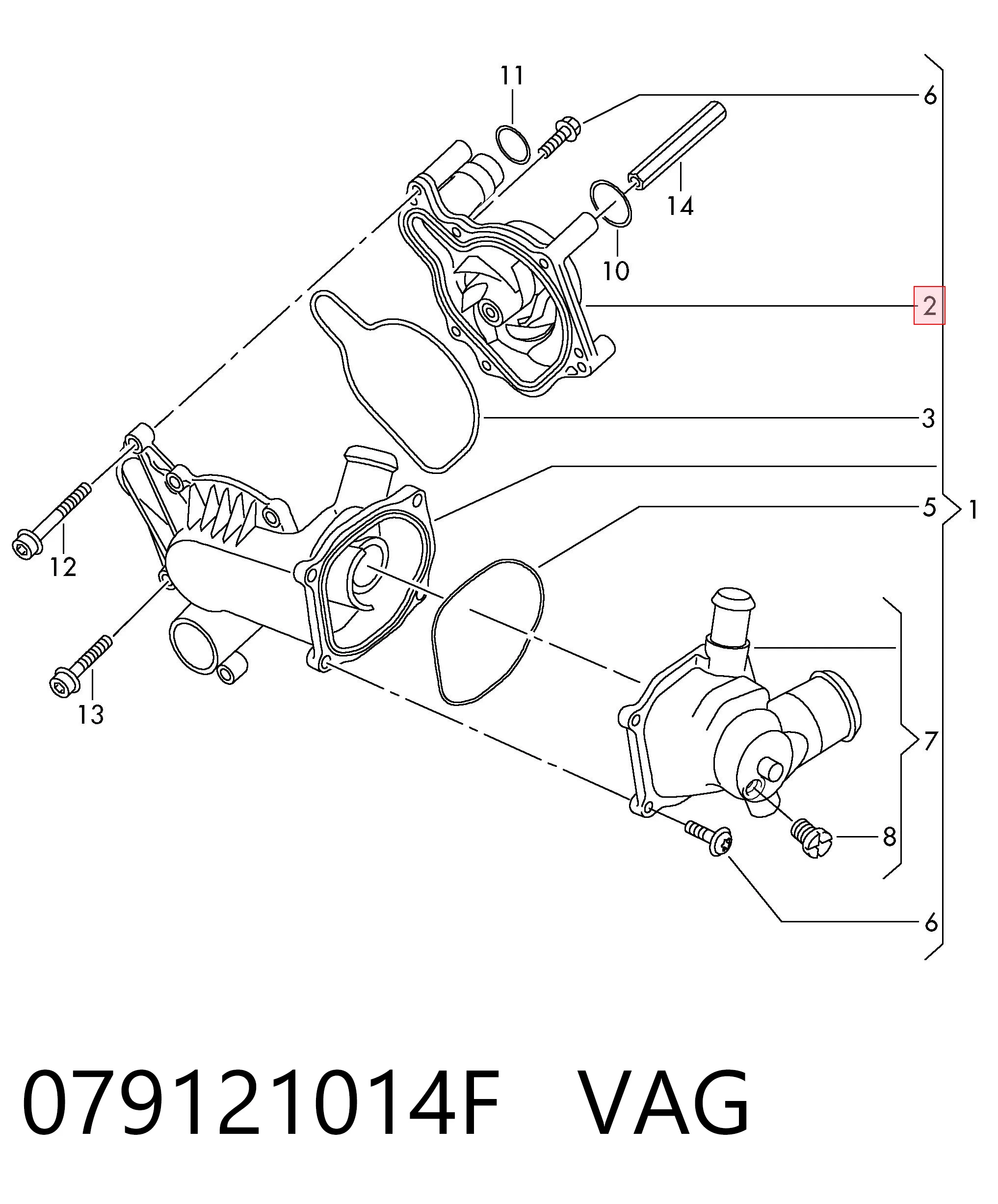 079121014F VAG Bomba refrigerante coche