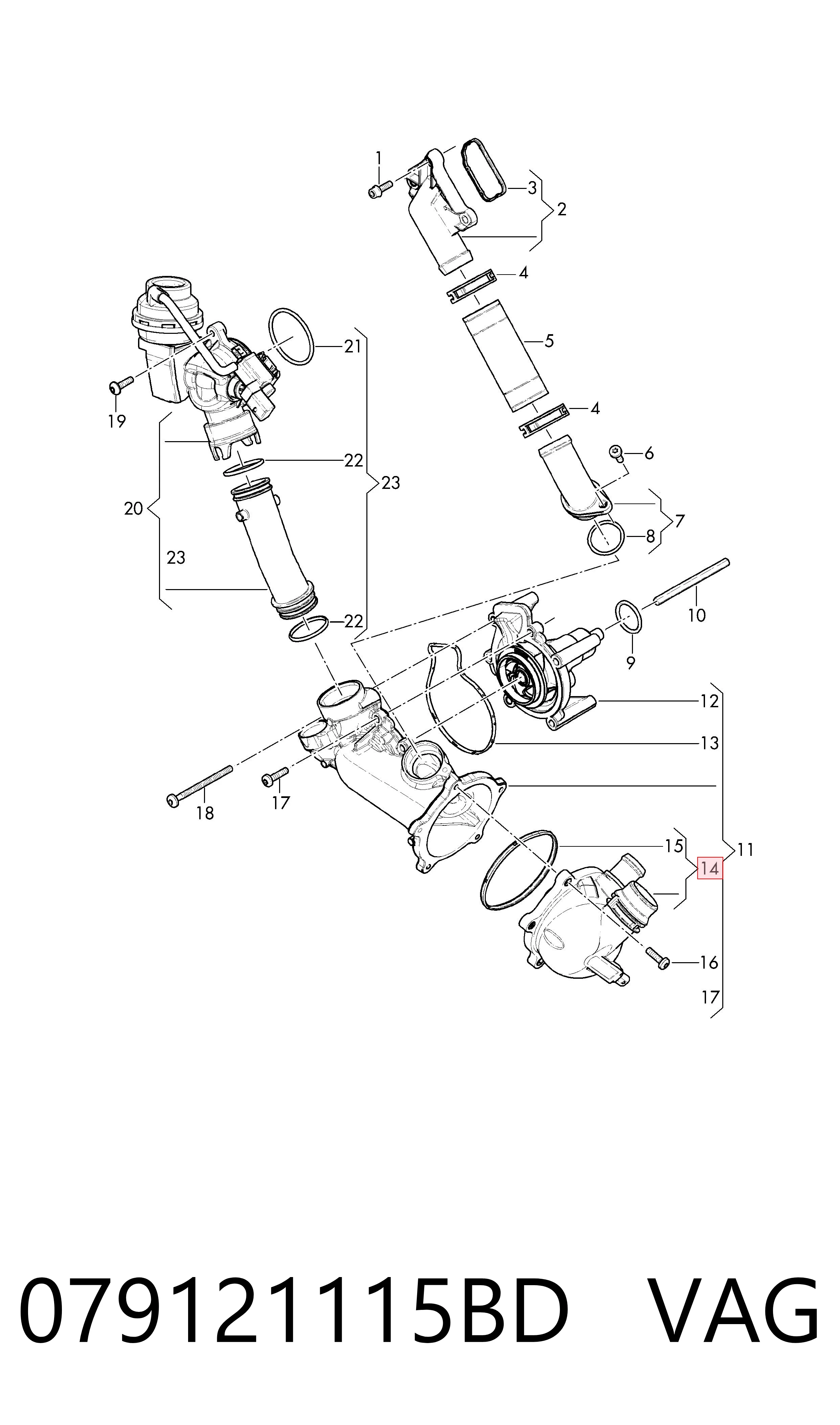 079121115BD VAG Caja del termostato