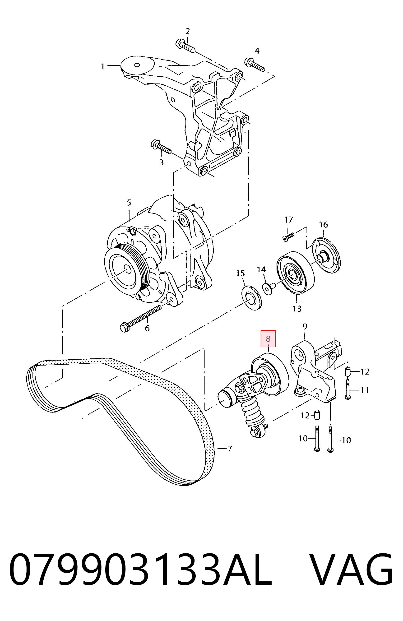 079903133AL VAG Tensor de correa de alternador