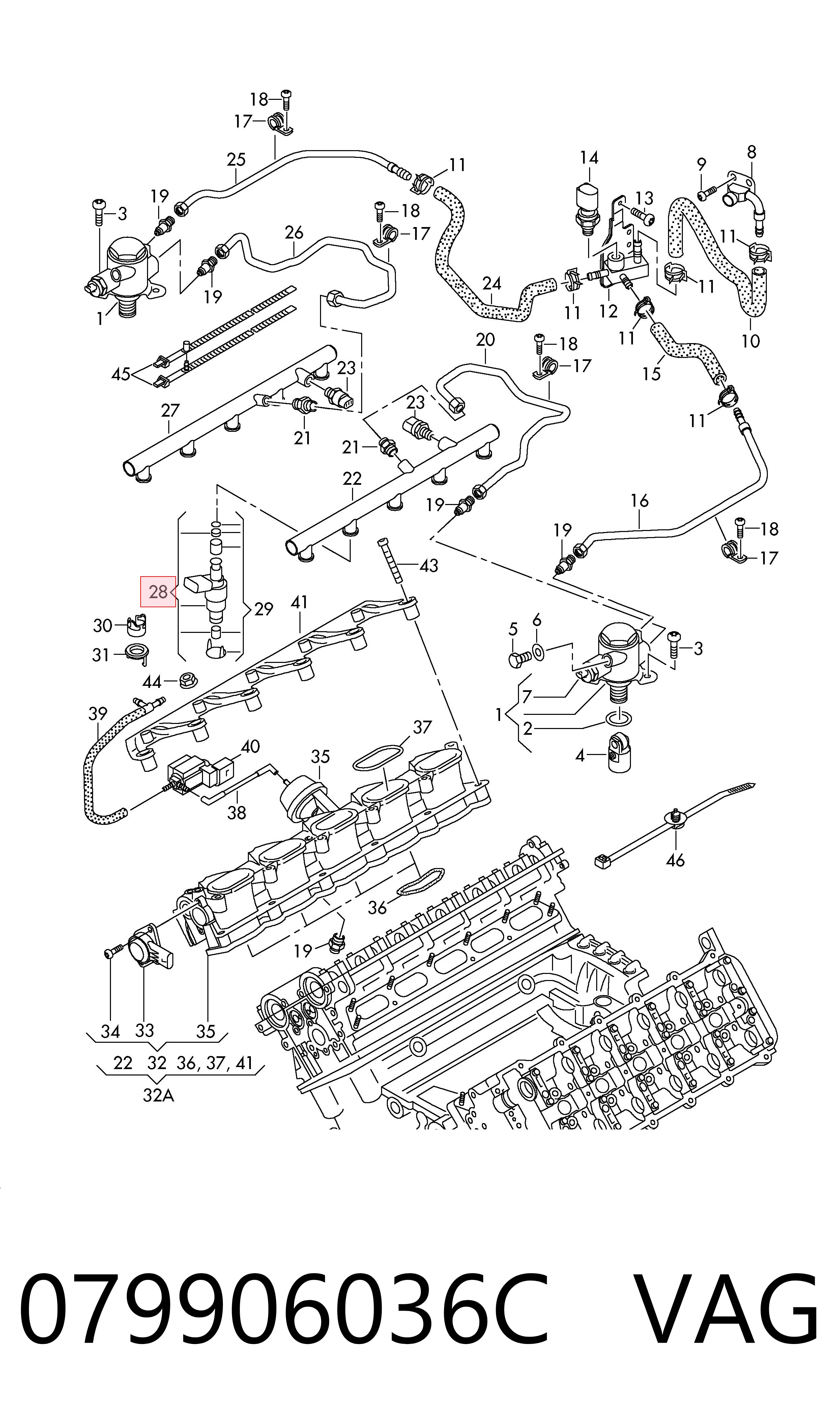 079906036C VAG Inyector de combustible