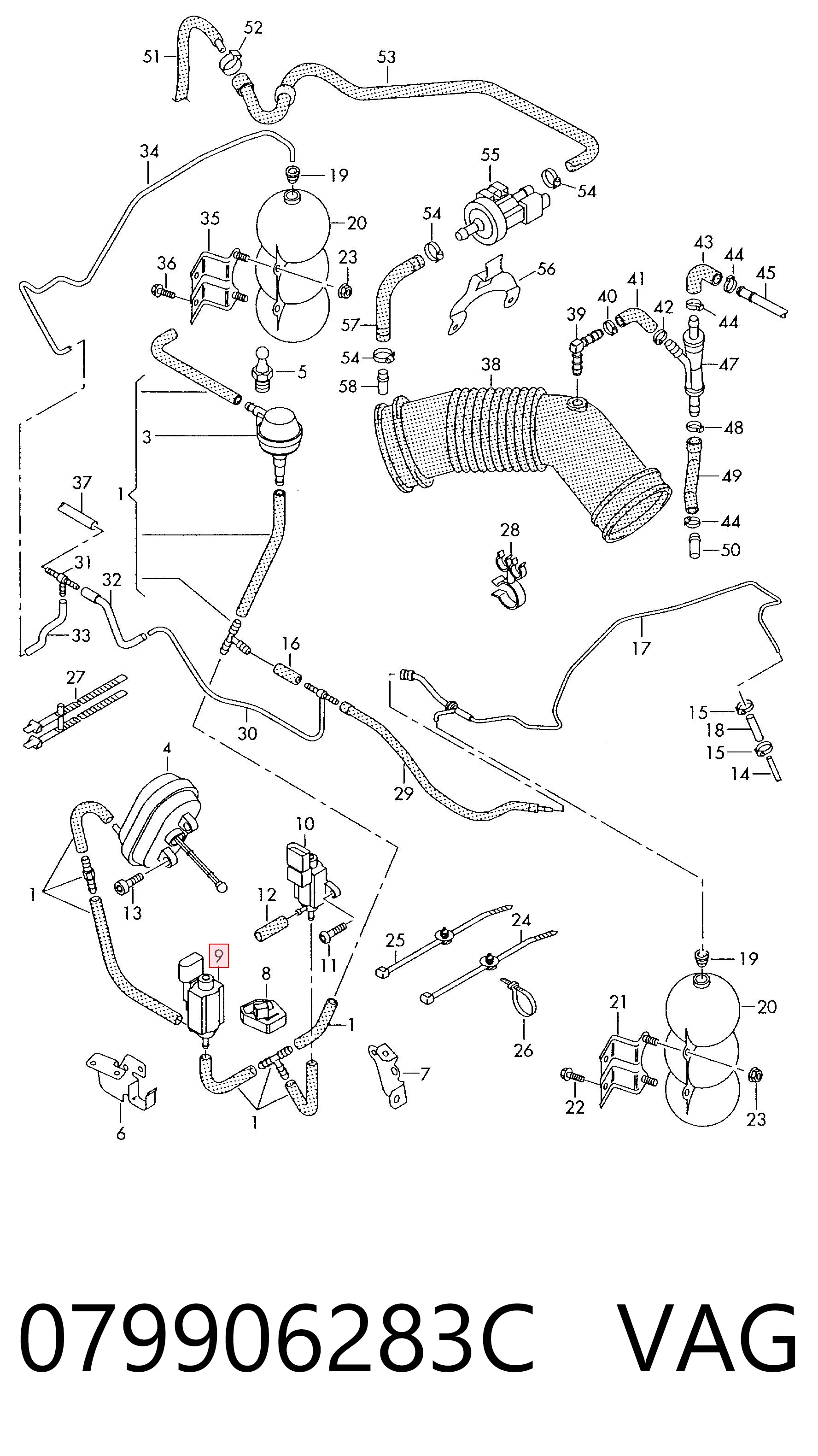 079906283C VAG Válvula solenoide de control de presión de sobrealimentación