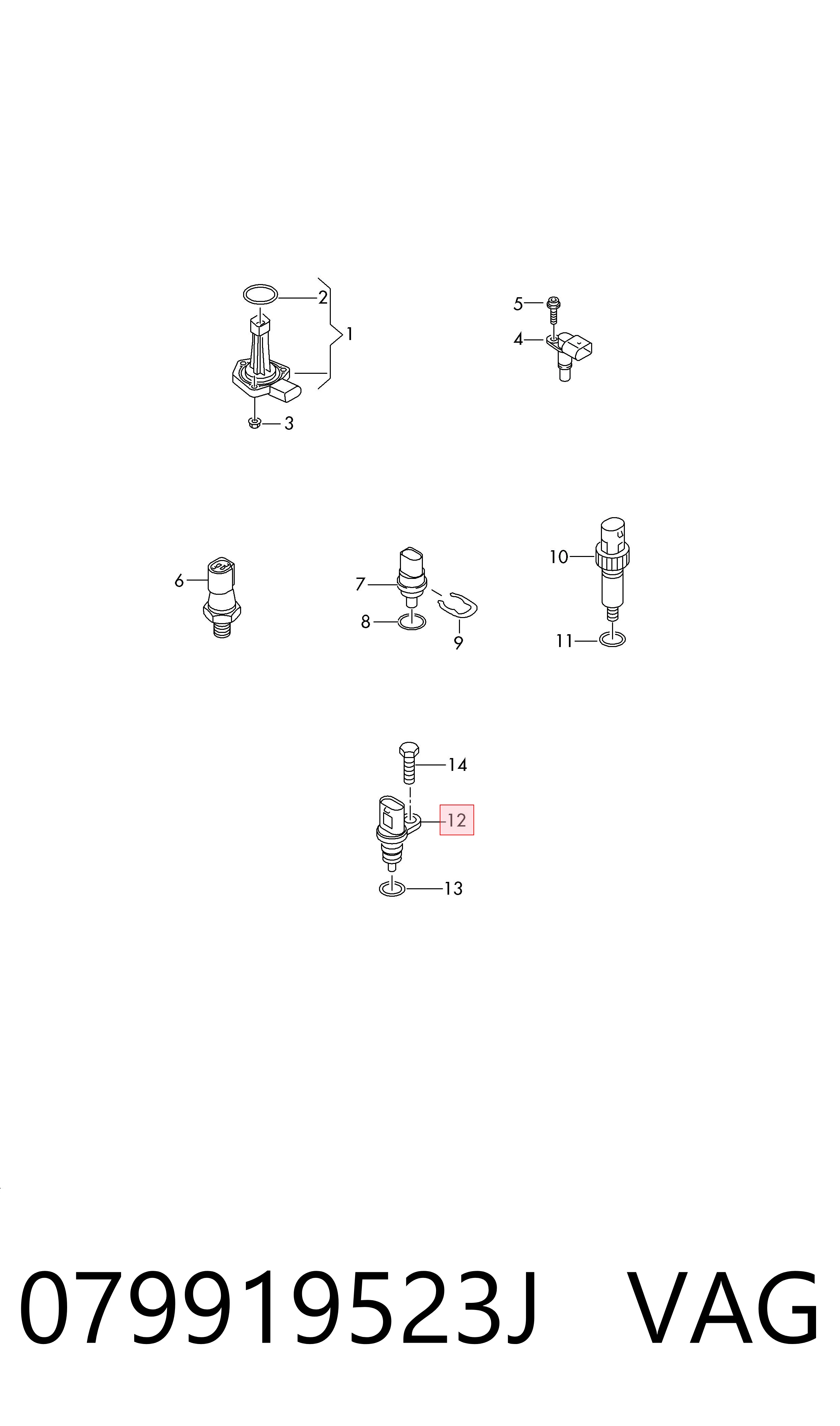 Sensor de temperatura del refrigerante VAG 079919523J precio, desde 12,26 EUR