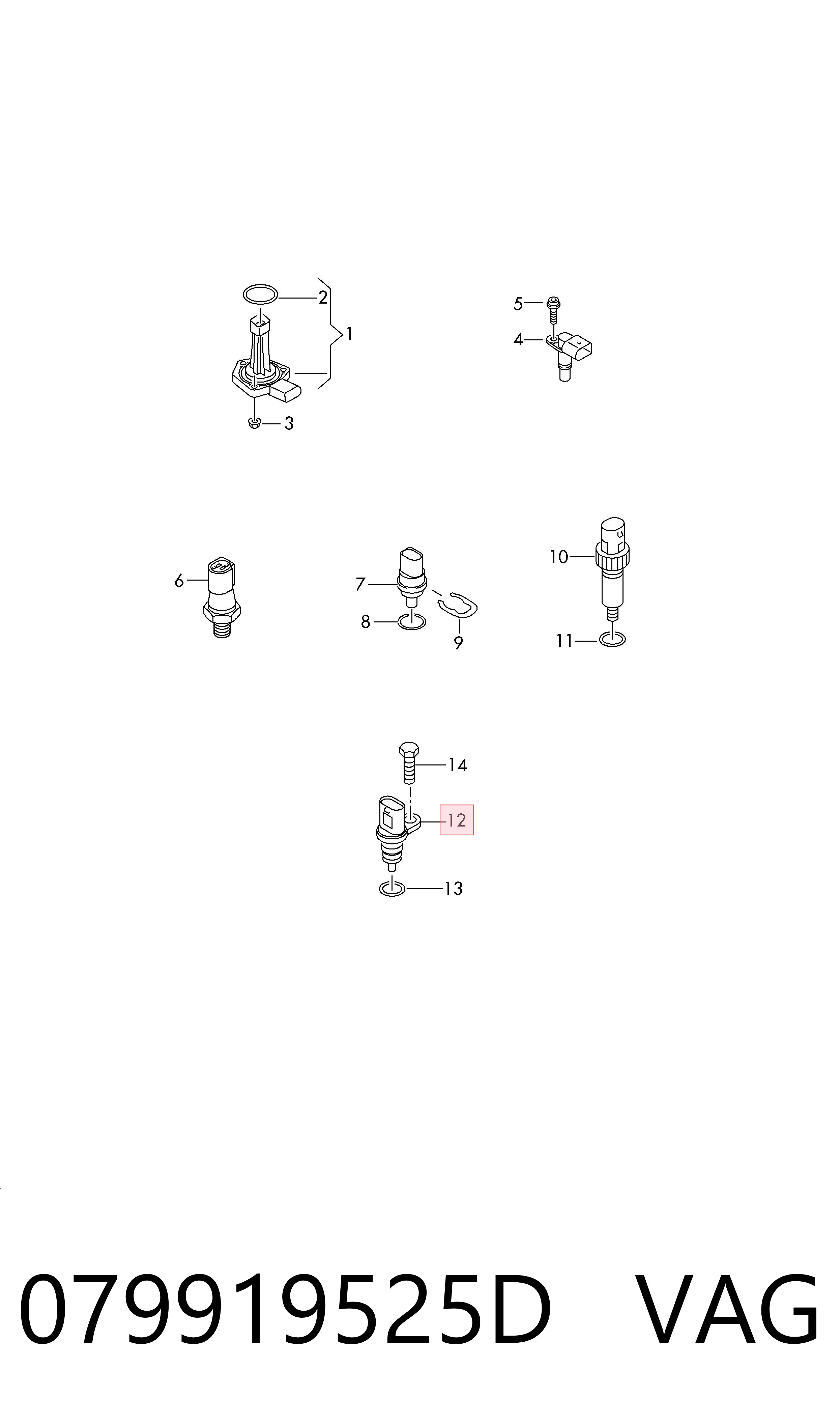 079919525D VAG Sensor de temperatura de aceite del motor