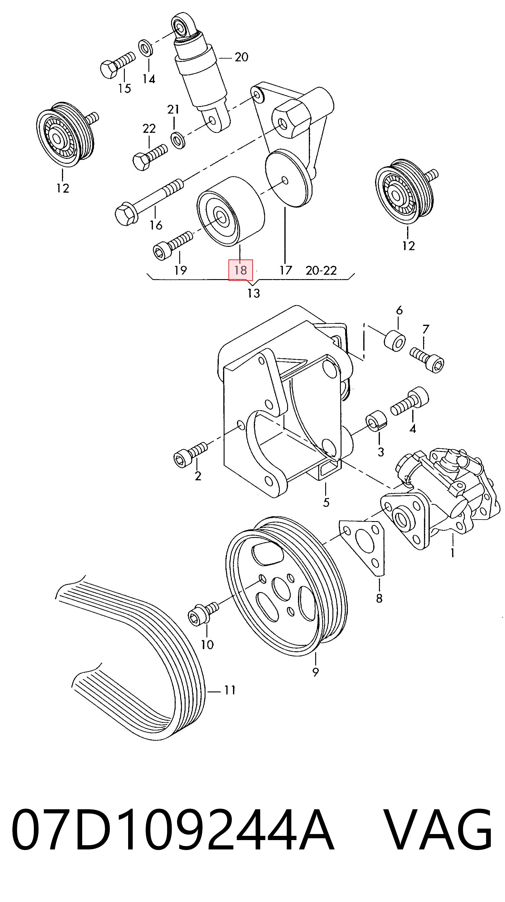 07D109244A VAG Tensor de correa de alternador
