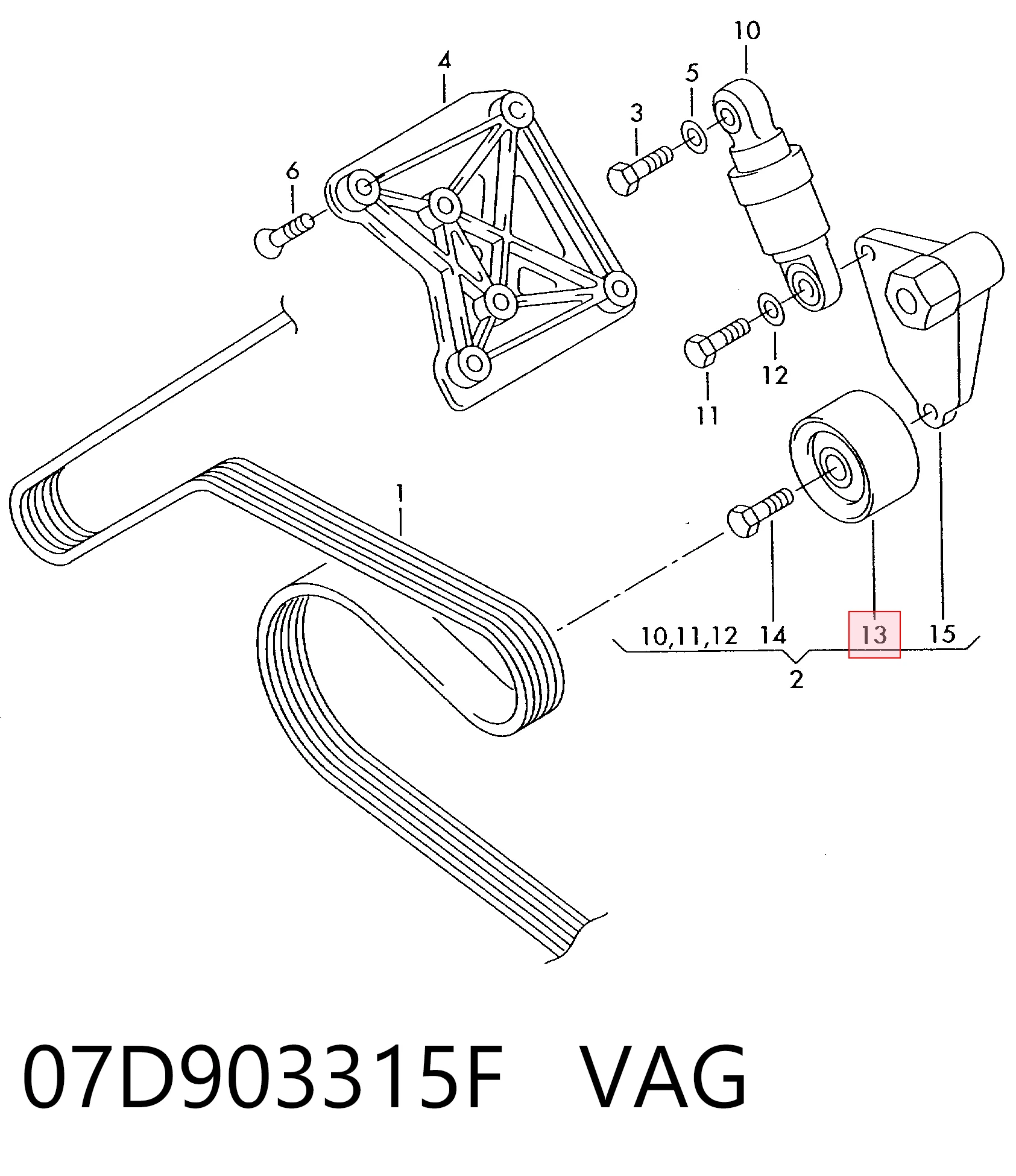 Tensor de correa poli V 07D903315E Bentley