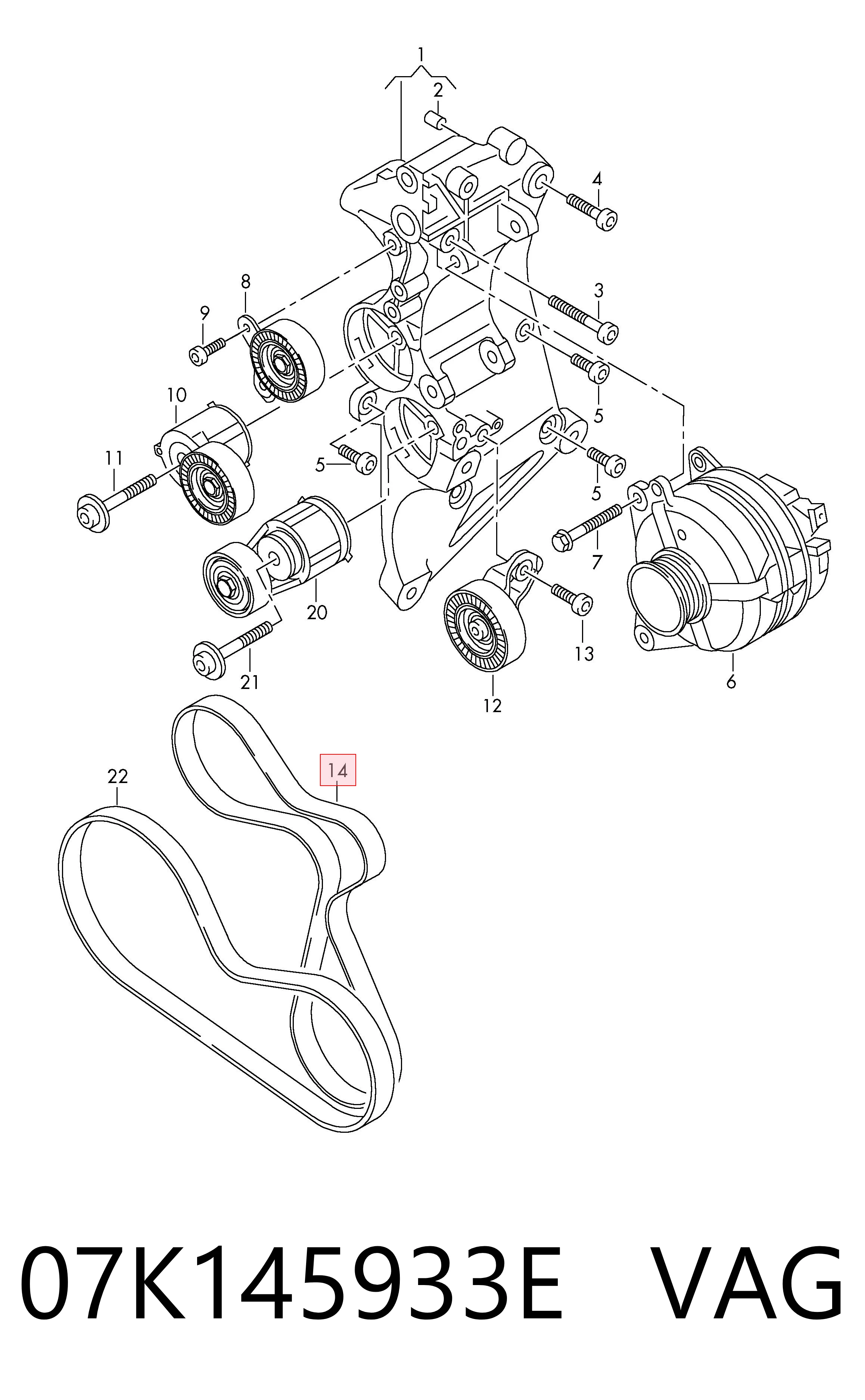 07K145933E VAG Correa poly v